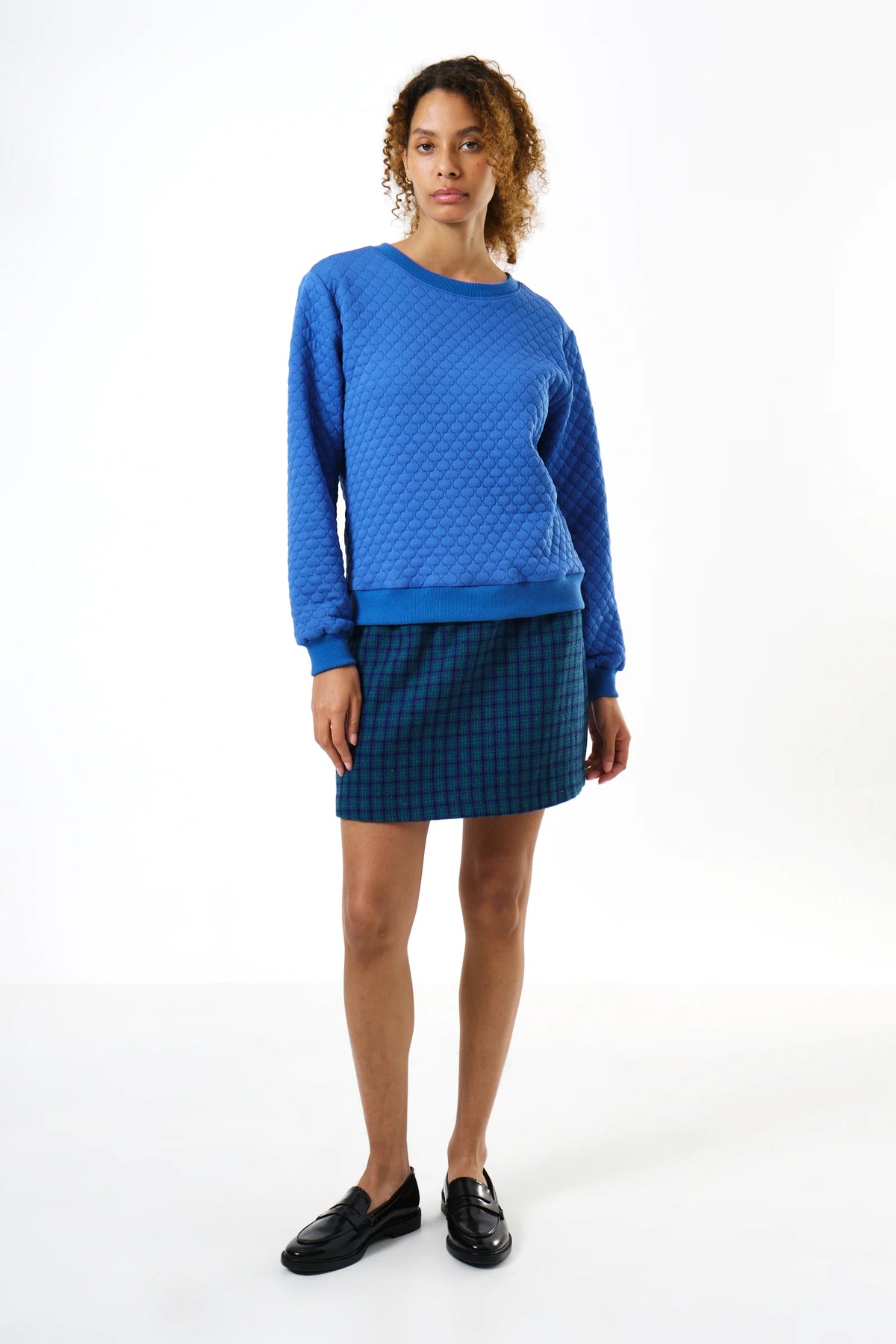 Jan Tile Quilted Sweatshirt - Blue Sweatshirts 8 8 10 12 14 16