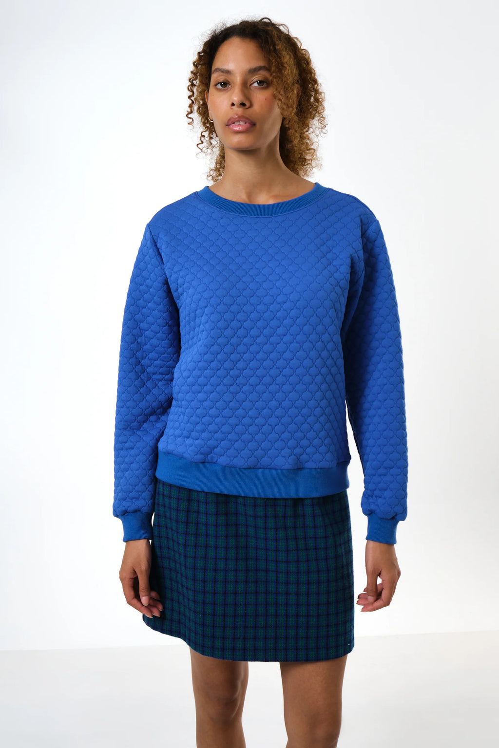 Jan Tile Quilted Sweatshirt - Blue Sweatshirts 8 8 10 12 14 16