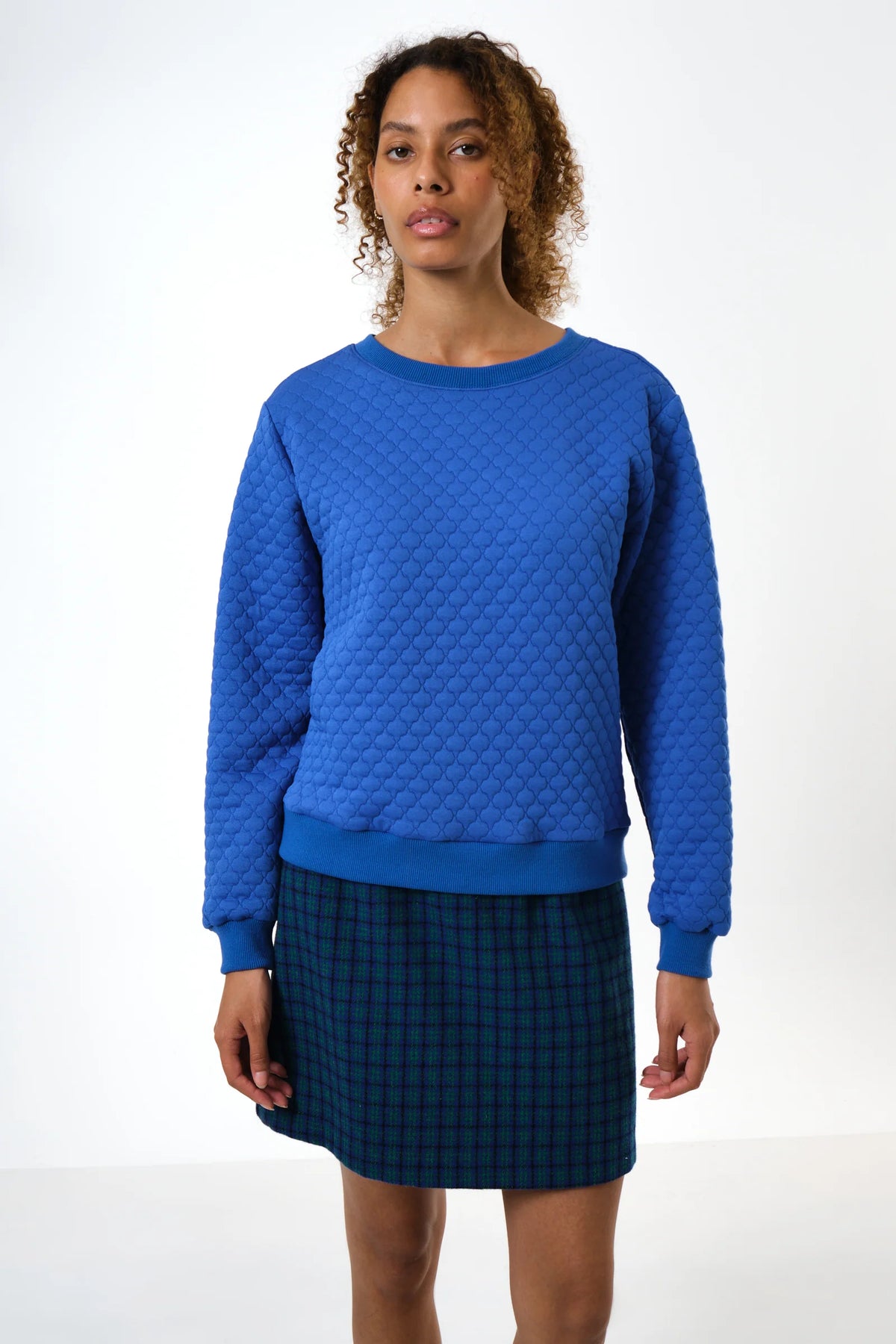 Jan Tile Quilted Sweatshirt - Blue Sweatshirts 8 8 10 12 14 16