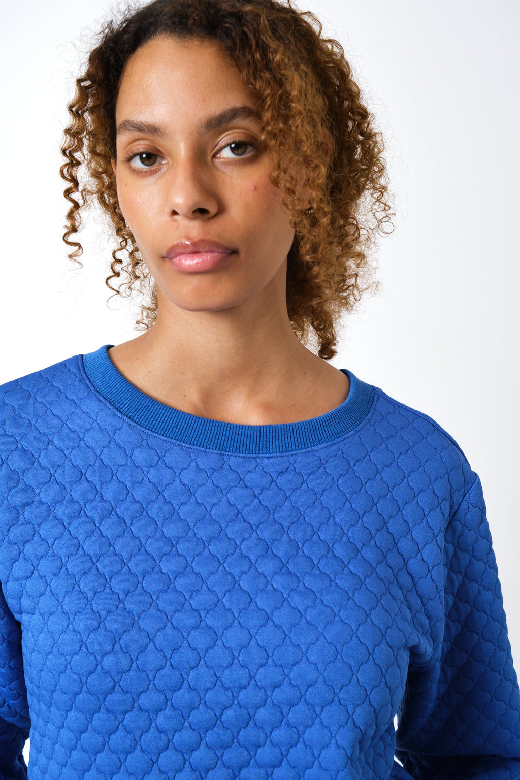 Jan Tile Quilted Sweatshirt - Blue Sweatshirts 8 8 10 12 14 16