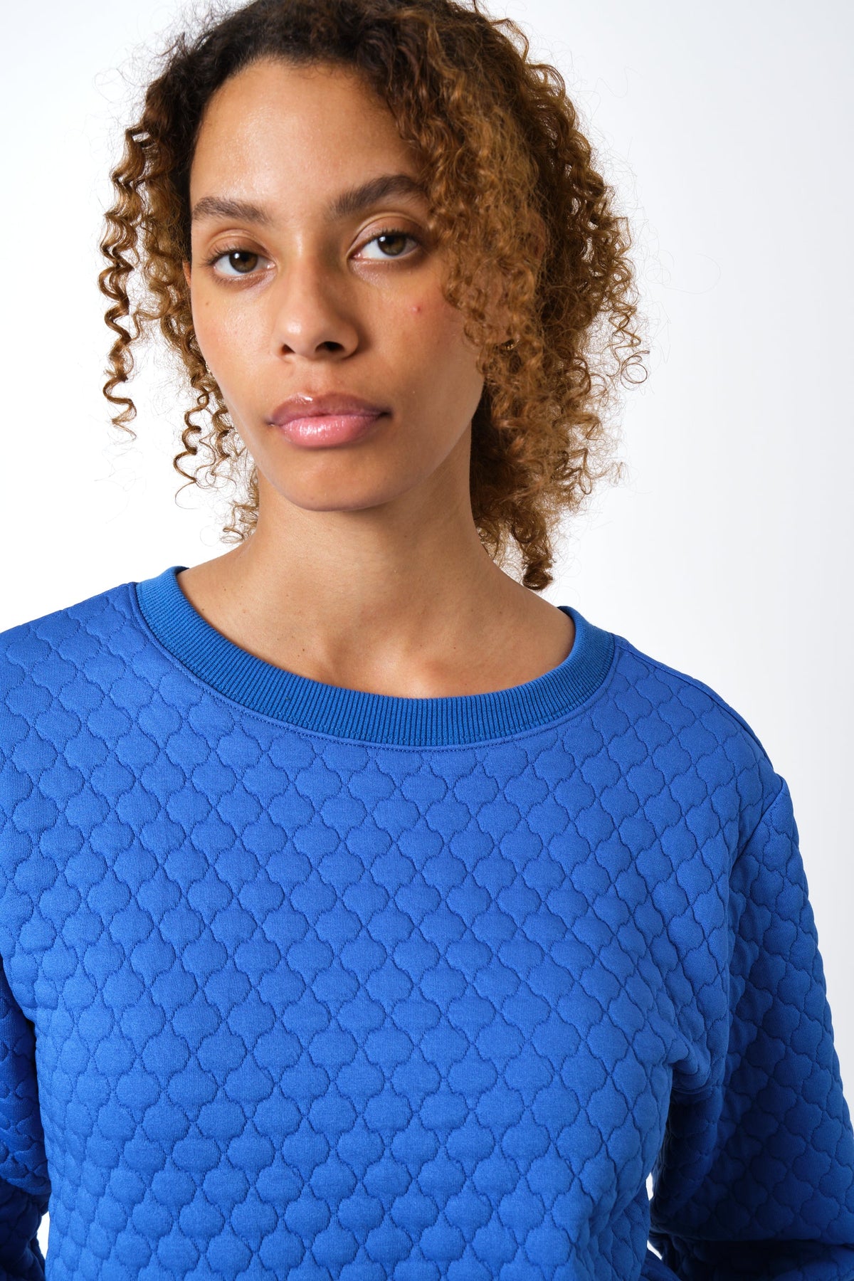 Jan Tile Quilted Sweatshirt - Blue Sweatshirts 8 8 10 12 14 16