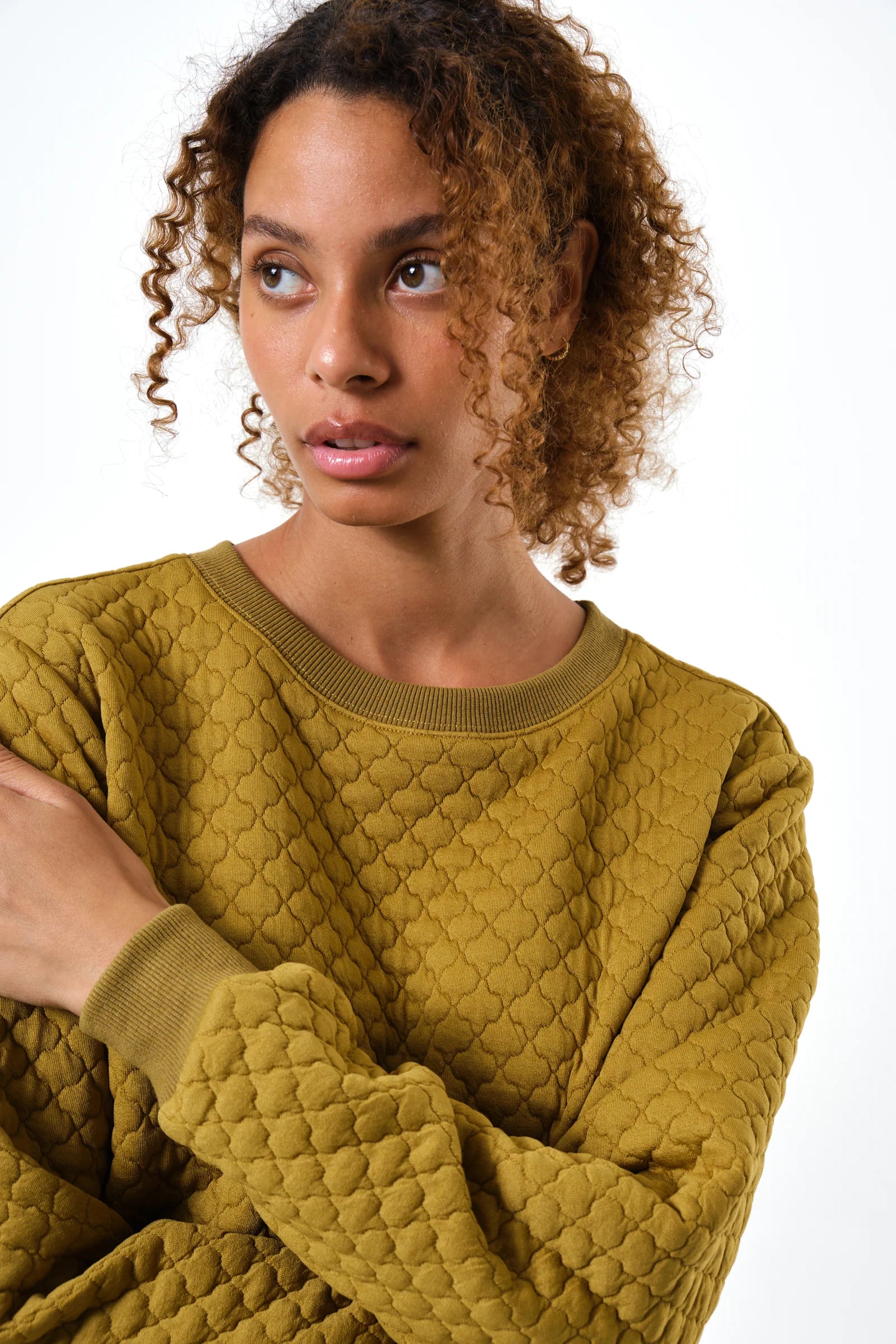 Jan Tile Quilted Sweatshirt - Dark Mustard Sweatshirts 8 8 10 12 14