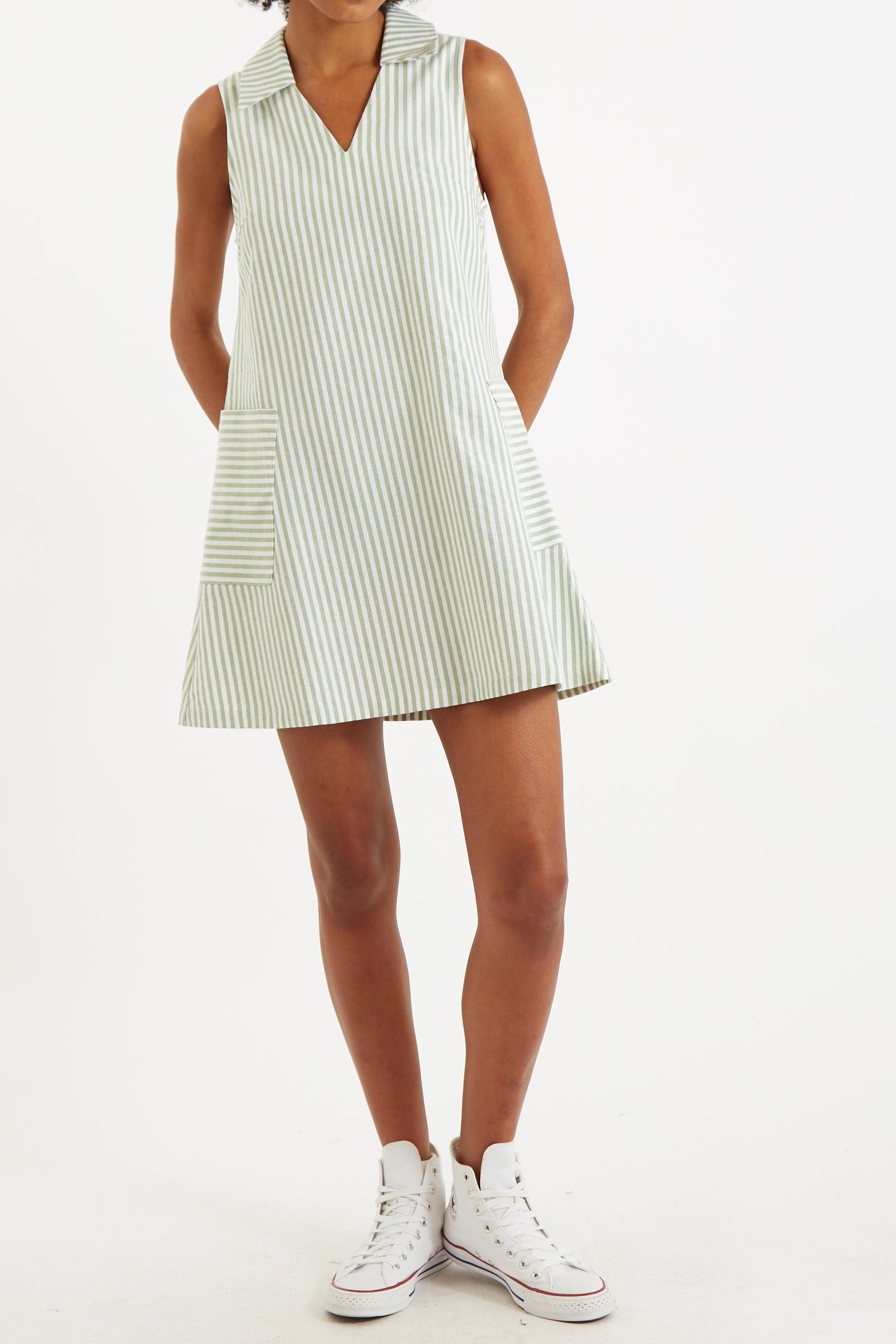 Jerrika Sail Stripe A-Line Mini Dress Green Dresses 8 Green/White 8 / Green/White 10 / Green/White 12 / Green/White 14 / Green/White 16 / Green/White