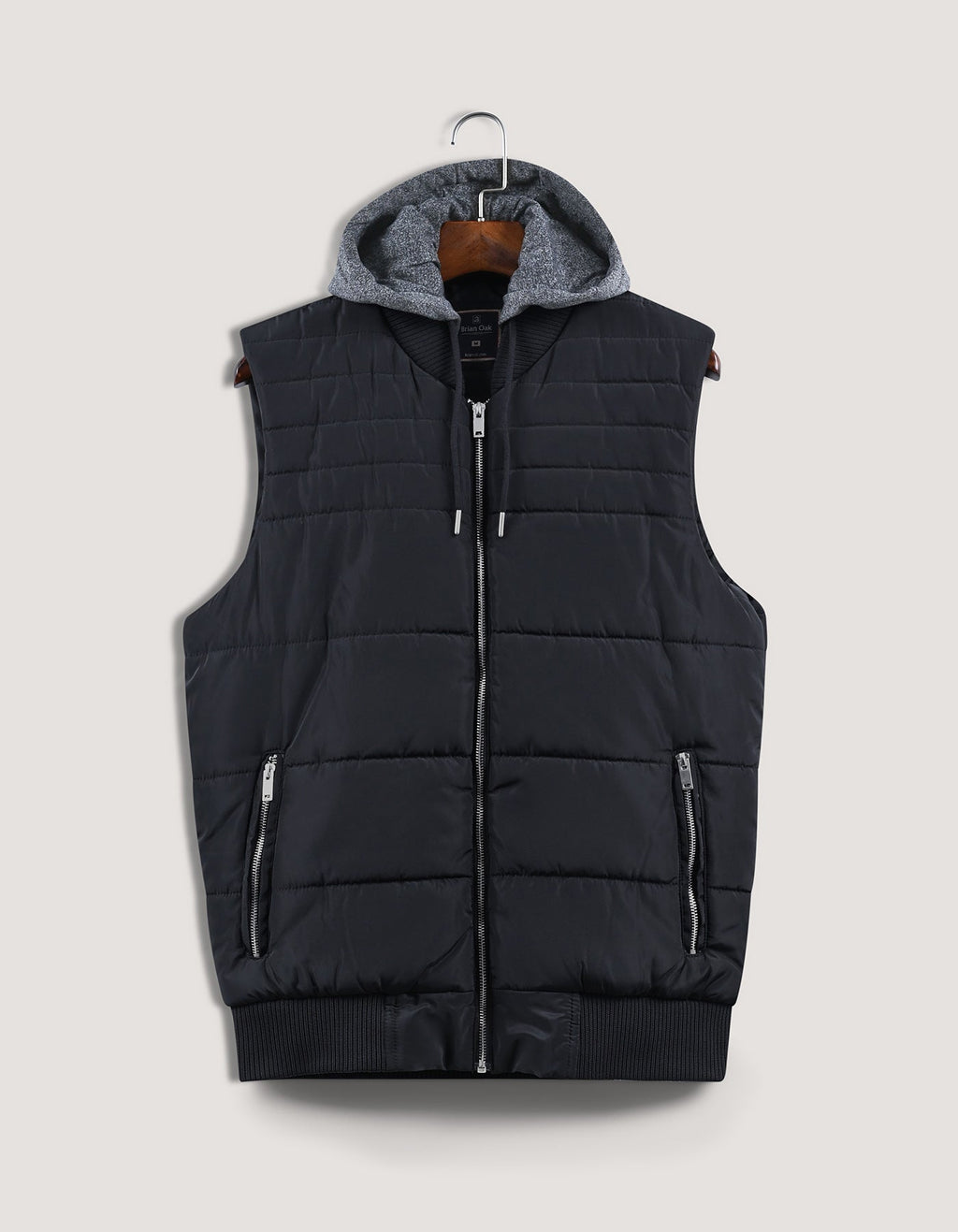 Black Hooded Gilet Jacket