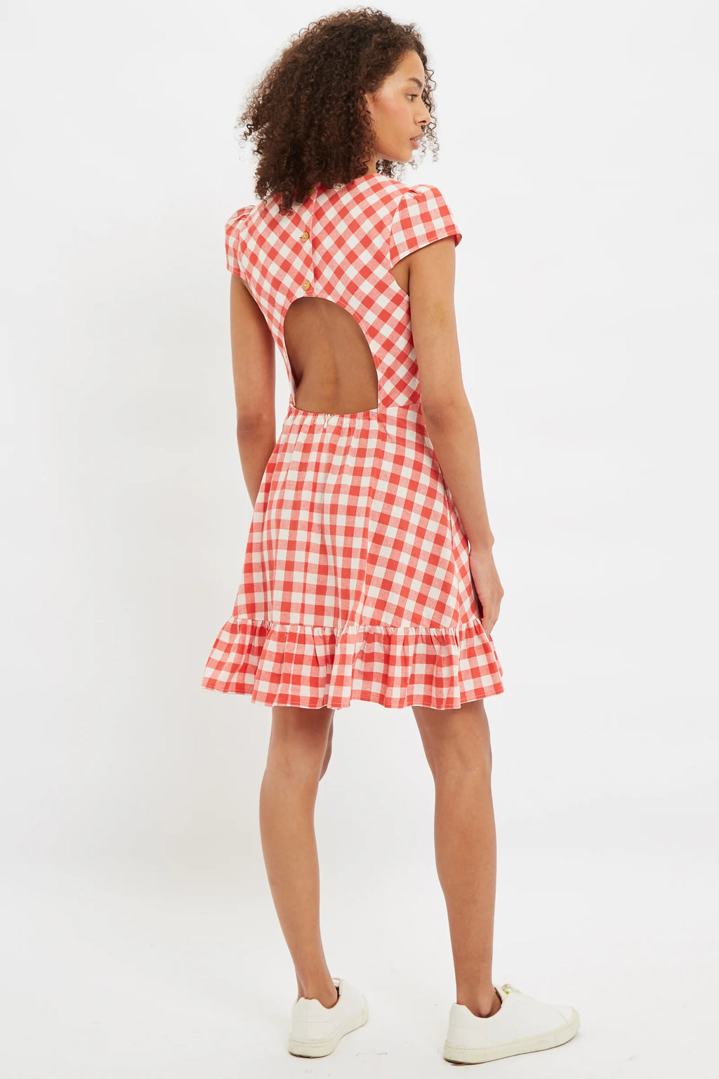 Louche Kare Picnic Check Cap Sleeve Mini Dress In Red Dresses 8 Red/White 8 / Red/White 10 / Red/White 12 / Red/White 14 / Red/White 16 / Red/White