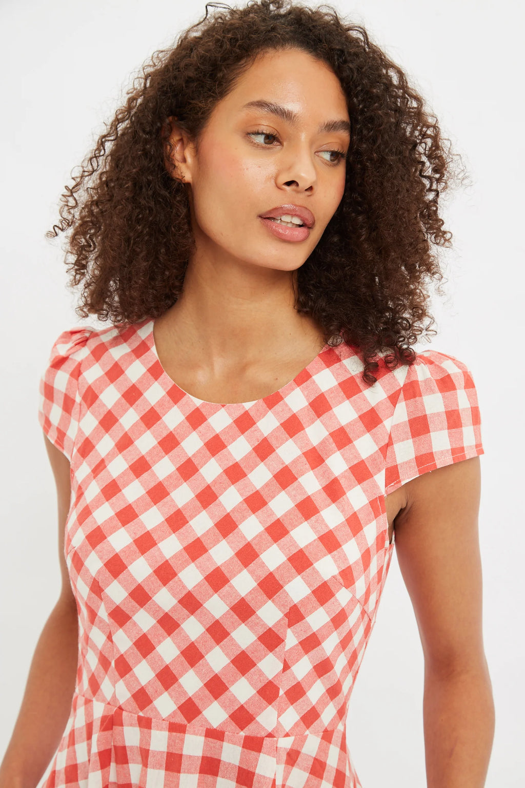 Louche Kare Picnic Check Cap Sleeve Mini Dress In Red Dresses 8 Red/White 8 / Red/White 10 / Red/White 12 / Red/White 14 / Red/White 16 / Red/White