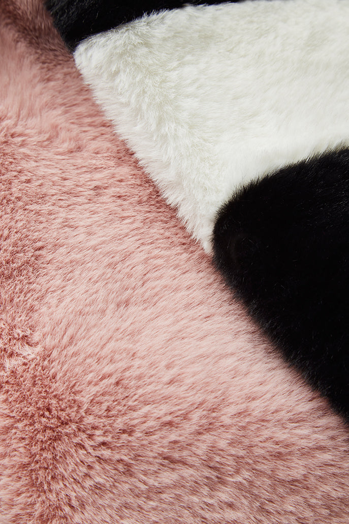 Lotan Pink, Black and White Faux fur Scarf Scarves Default Title Default Title
