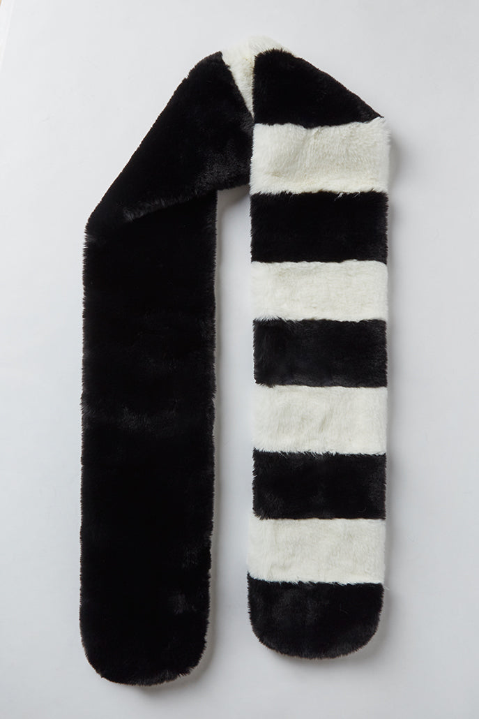 Lotan Black and White Faux Fur Scarf Scarves Default Title Default Title