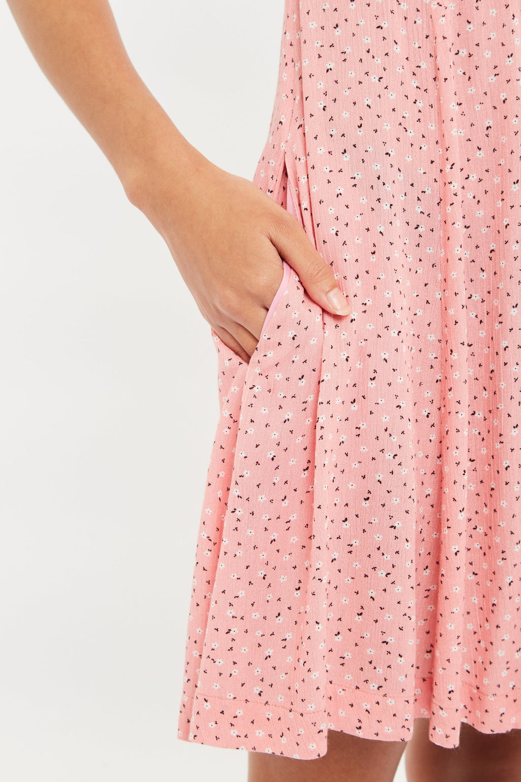 Luiza Teeny Flower Bud Tie Front Short Sleeve Tea Dress Dresses 8 Pink 8 / Pink 10 / Pink 12 / Pink 14 / Pink 16 / Pink