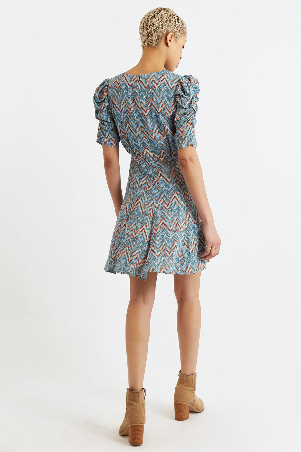 Margot Art Attack Print Mini Tea Dress - Duck Egg Dresses 8 Duck Egg 8 / Duck Egg 10 / Duck Egg 12 / Duck Egg 14 / Duck Egg 16 / Duck Egg