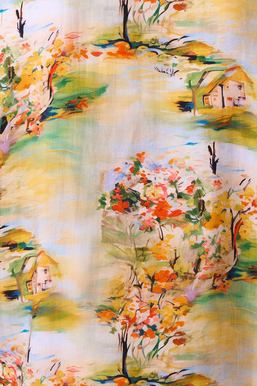 Cathleen Mini Oriental Landscape Print Tea Dress - Yellow Dresses 8 8 10 12 14 16