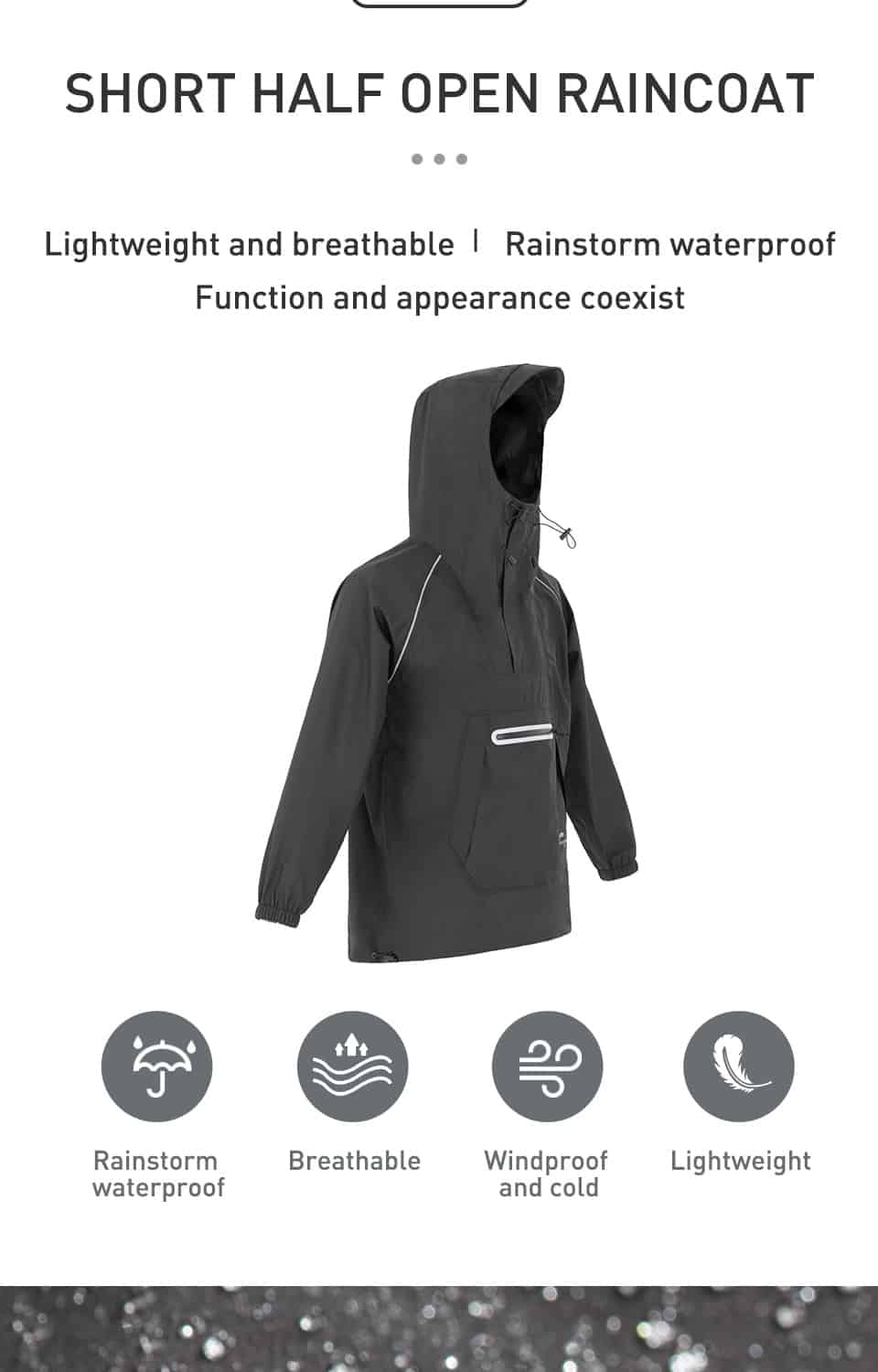 Naturehike Short hooded Lightweight Raincoat Medium Medium Large XL