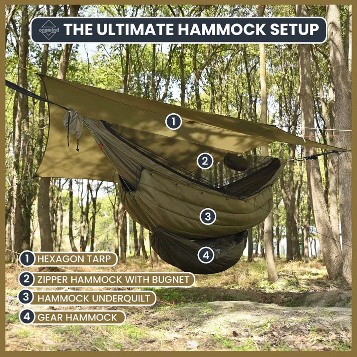 Onewind Temptest Zipper Hammock 11ft Green Green Brown