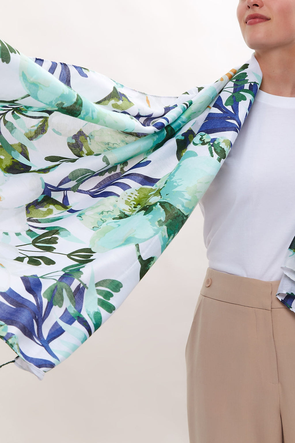 Louche Peony Printed Scarf scarves One Size Multicolour One Size / Multicolour