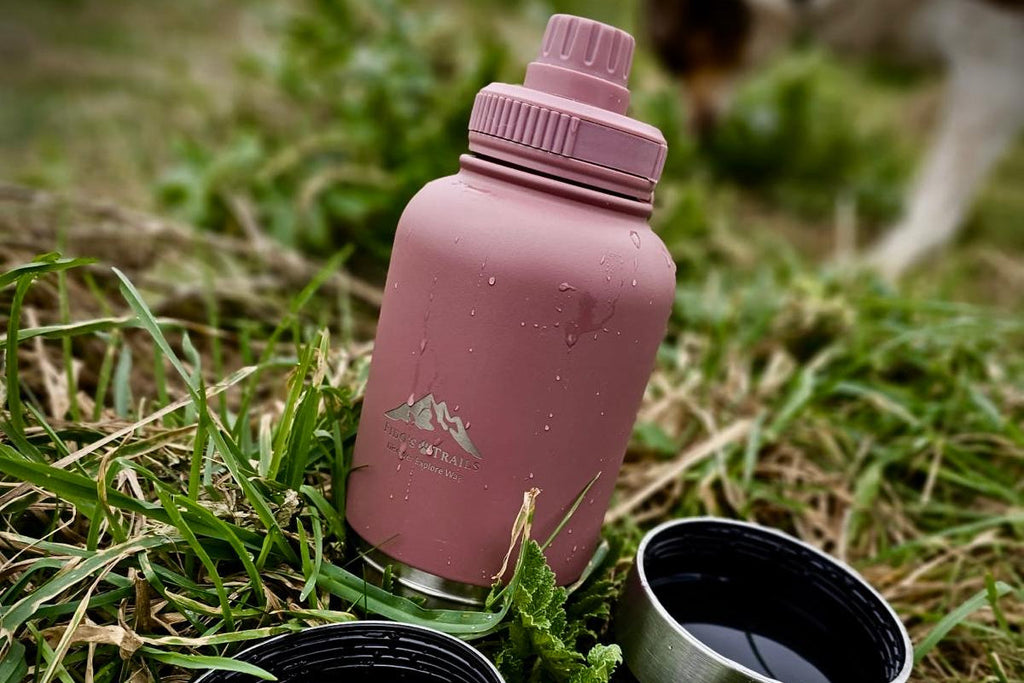 Fido's Trails 3-in-1 Water Bottle with Detachable Bowls – For Dogs & Owners, 1 Litre Rosewood Rosewood Rosewood