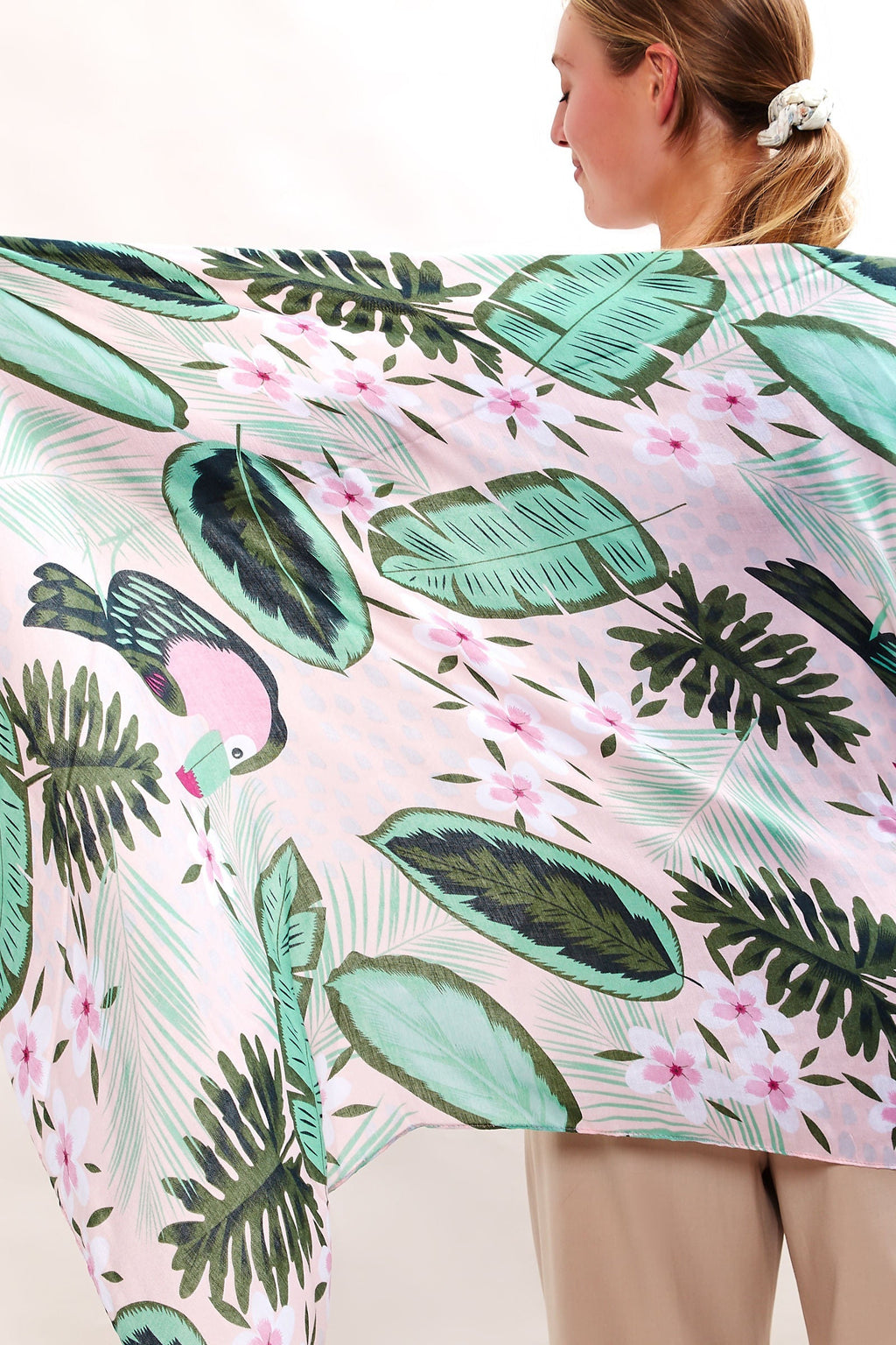 Louche Plant Lady Printed Scarf scarves One Size Green/Pink One Size / Green/Pink