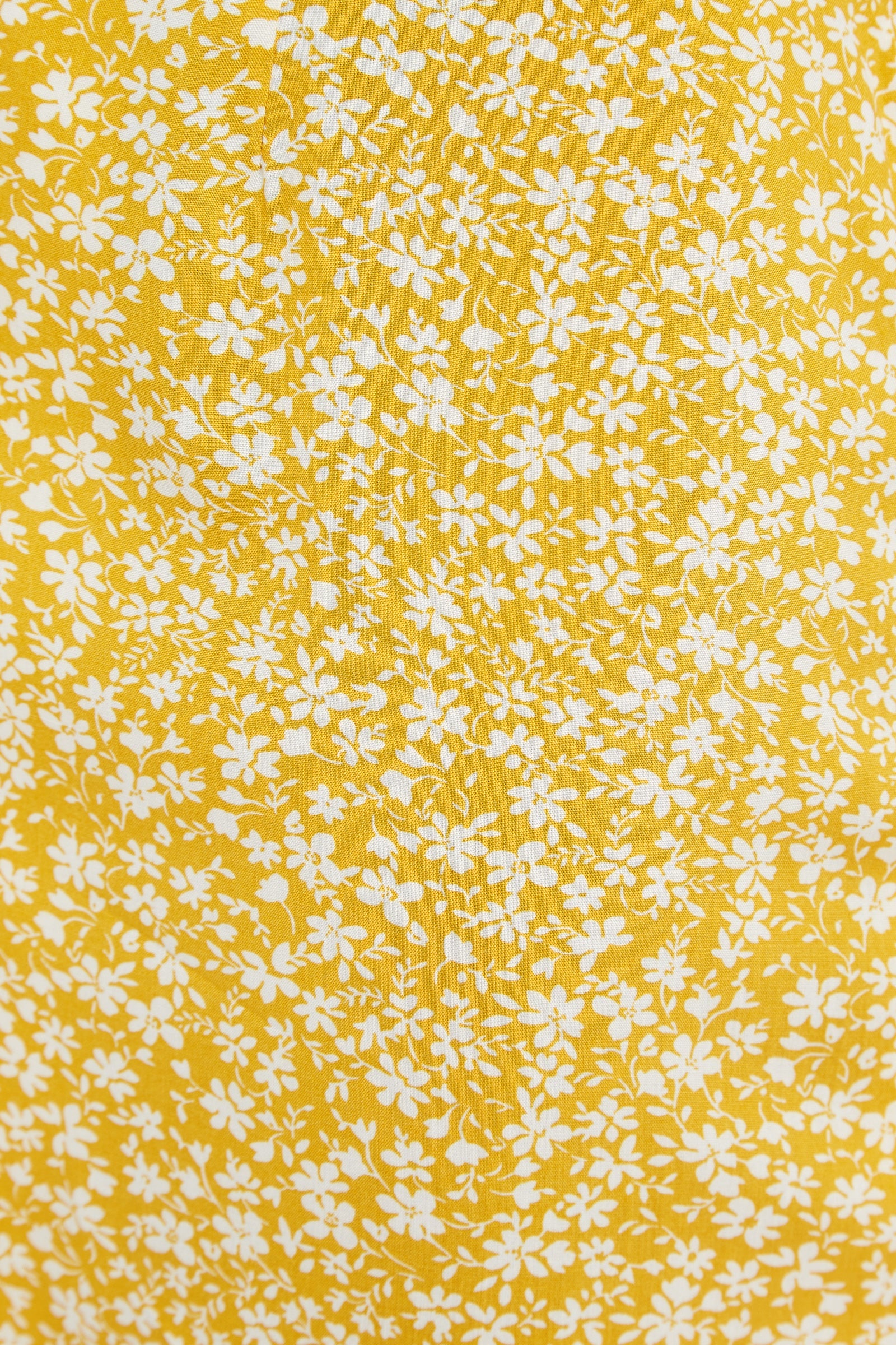 Prudence Micro Blossom Print Short Sleeve Laced Back Mini Dress In Yellow Dresses 8 Yellow 8 / Yellow 10 / Yellow 12 / Yellow 14 / Yellow 16 / Yellow