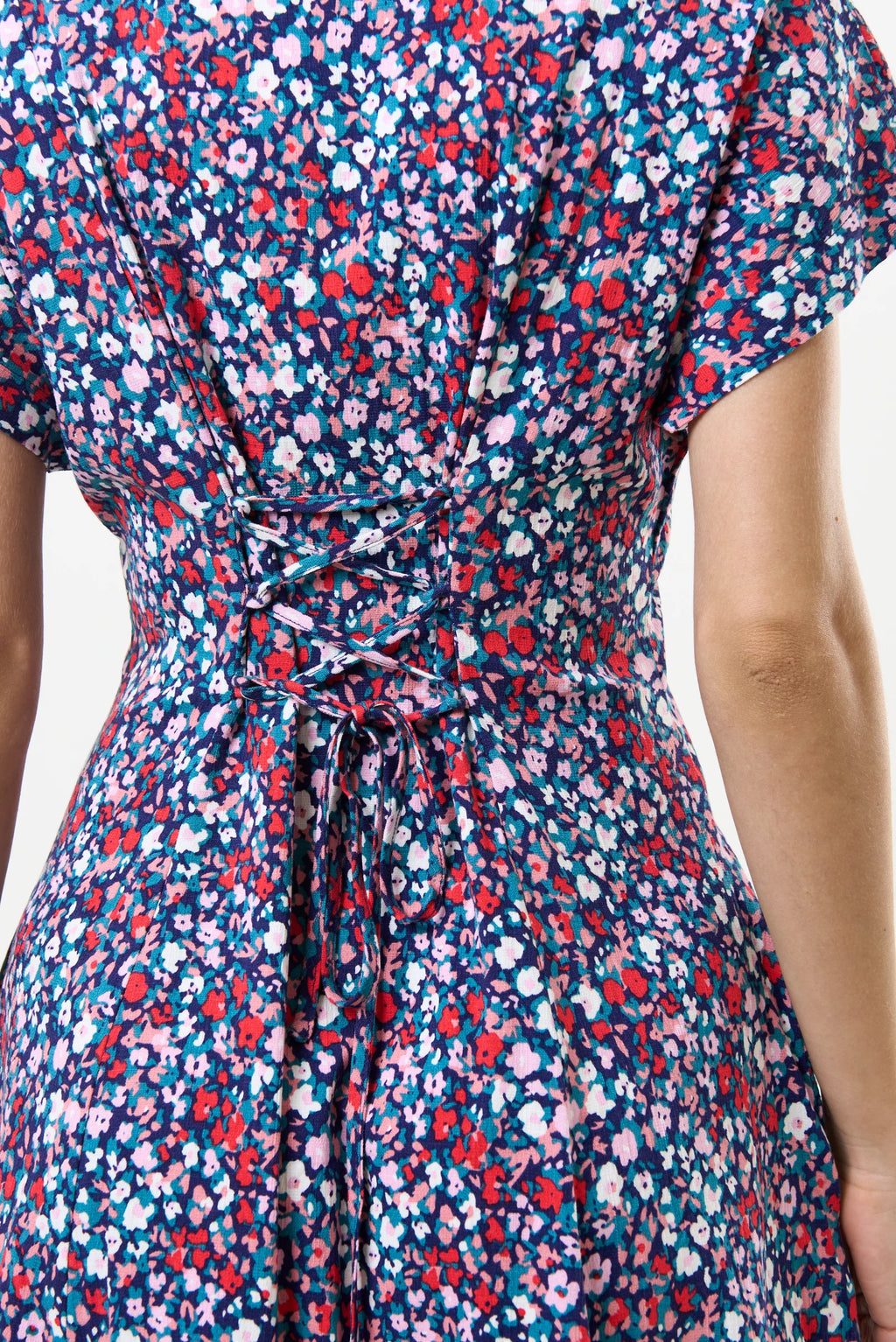 Prudence Tutti Frutti Print Laced Back Mini Dress Dresses 8 8 10 12 14 16