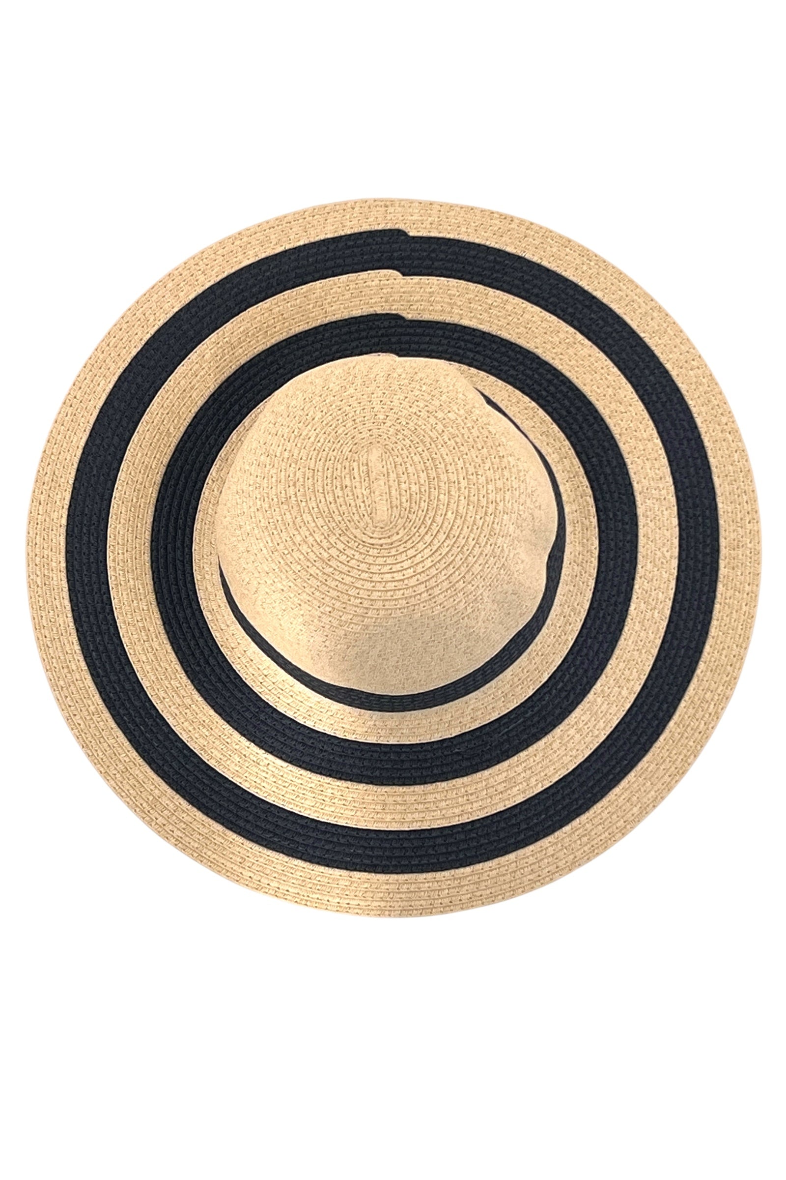 Cailin Natural and Navy Striped Straw Hat Accessories Default Title Default Title