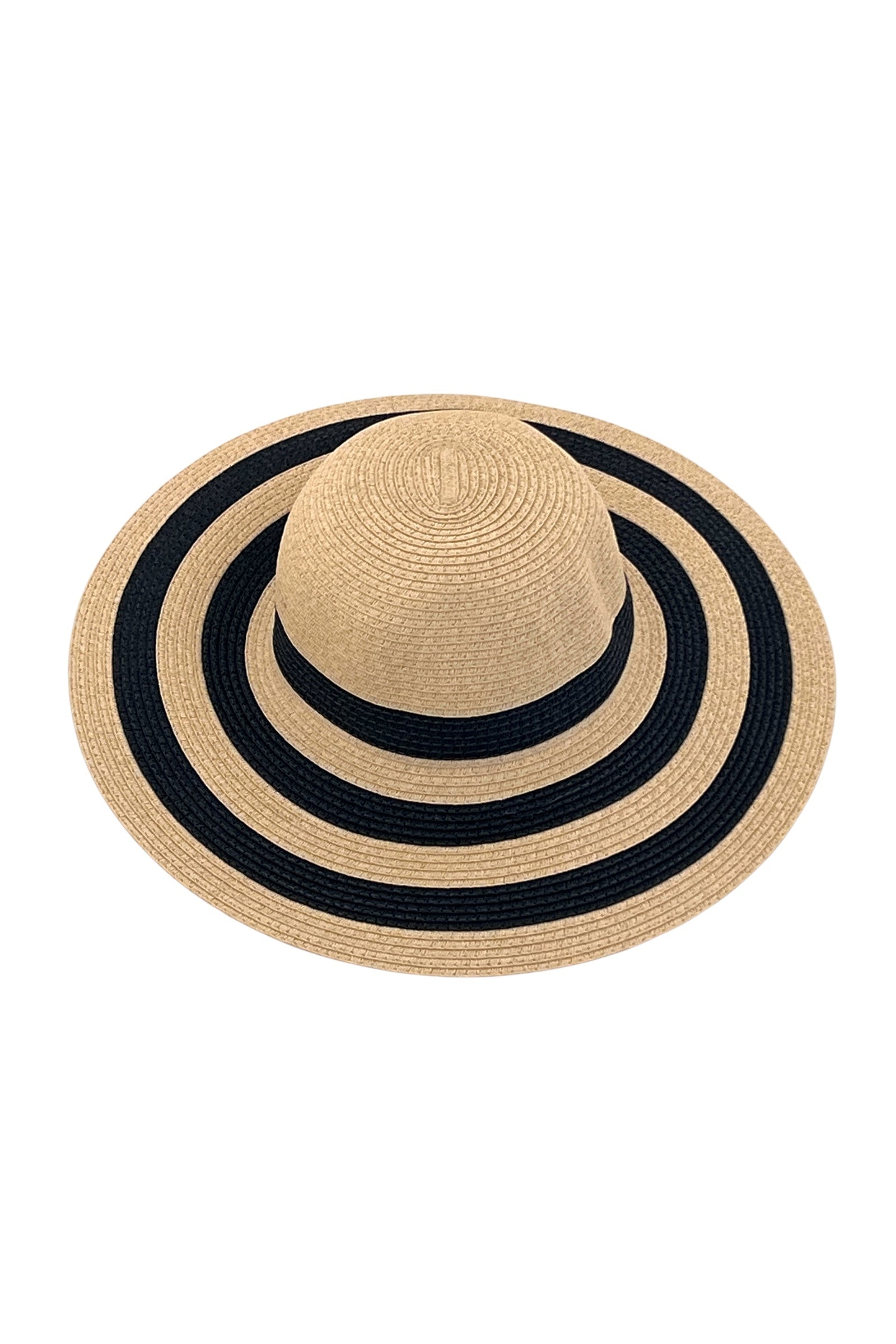 Cailin Natural and Navy Striped Straw Hat Accessories Default Title Default Title