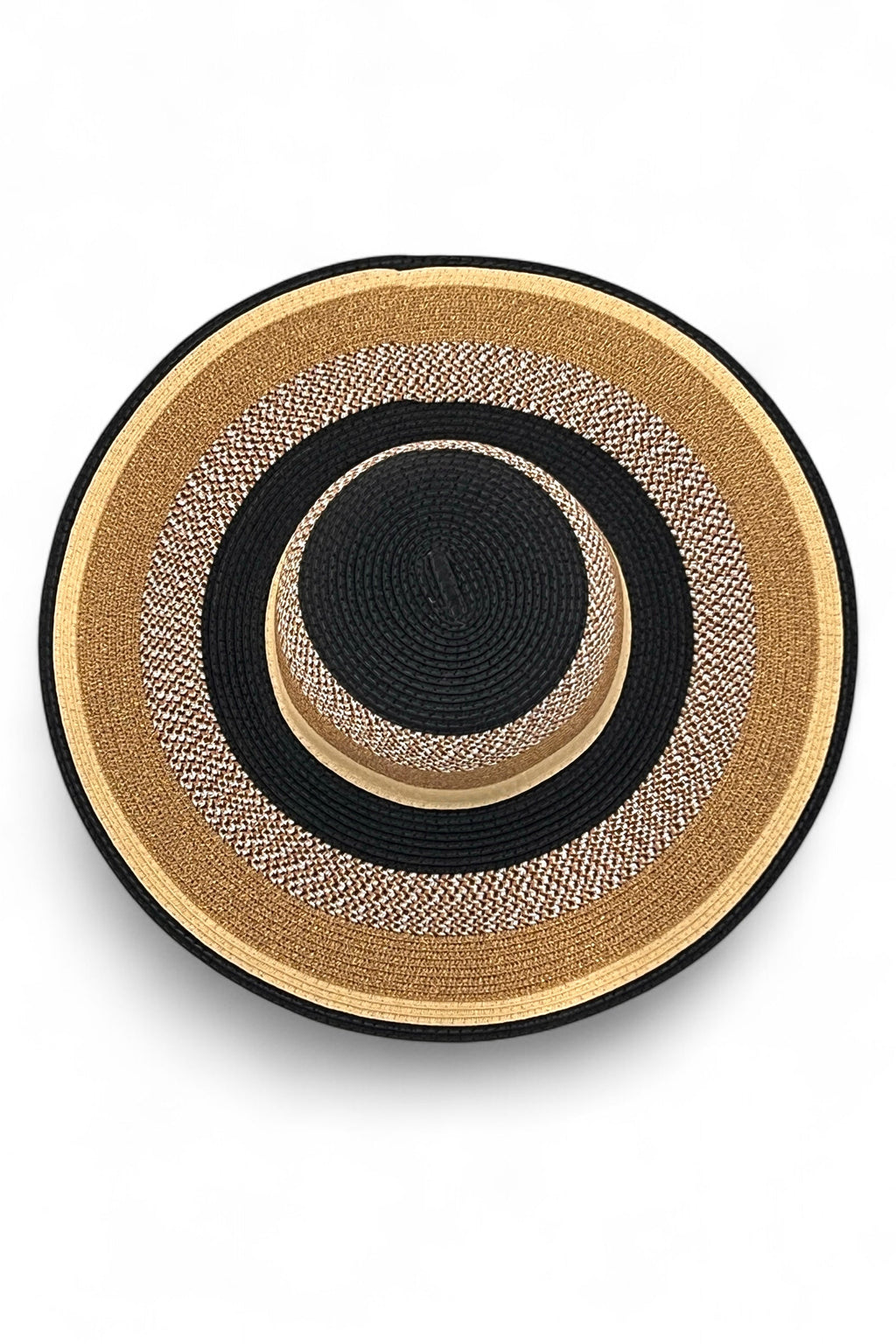 Delinda Black,Gold,And,Natural Striped Straw Hat Hats Default Title Default Title