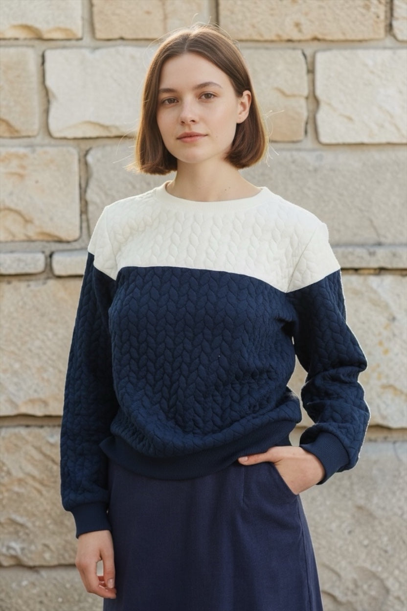 Jan 2 Colour Sweatshirt - Navy and White Sweatshirts 8 Navy/White 8 / Navy/White 10 / Navy/White 12 / Navy/White 14 / Navy/White 16 / Navy/White