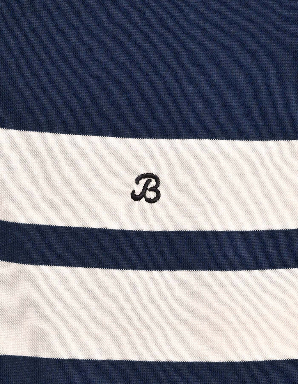 Navy Relaxed Fit Rugby Shirt with Cream Stripes