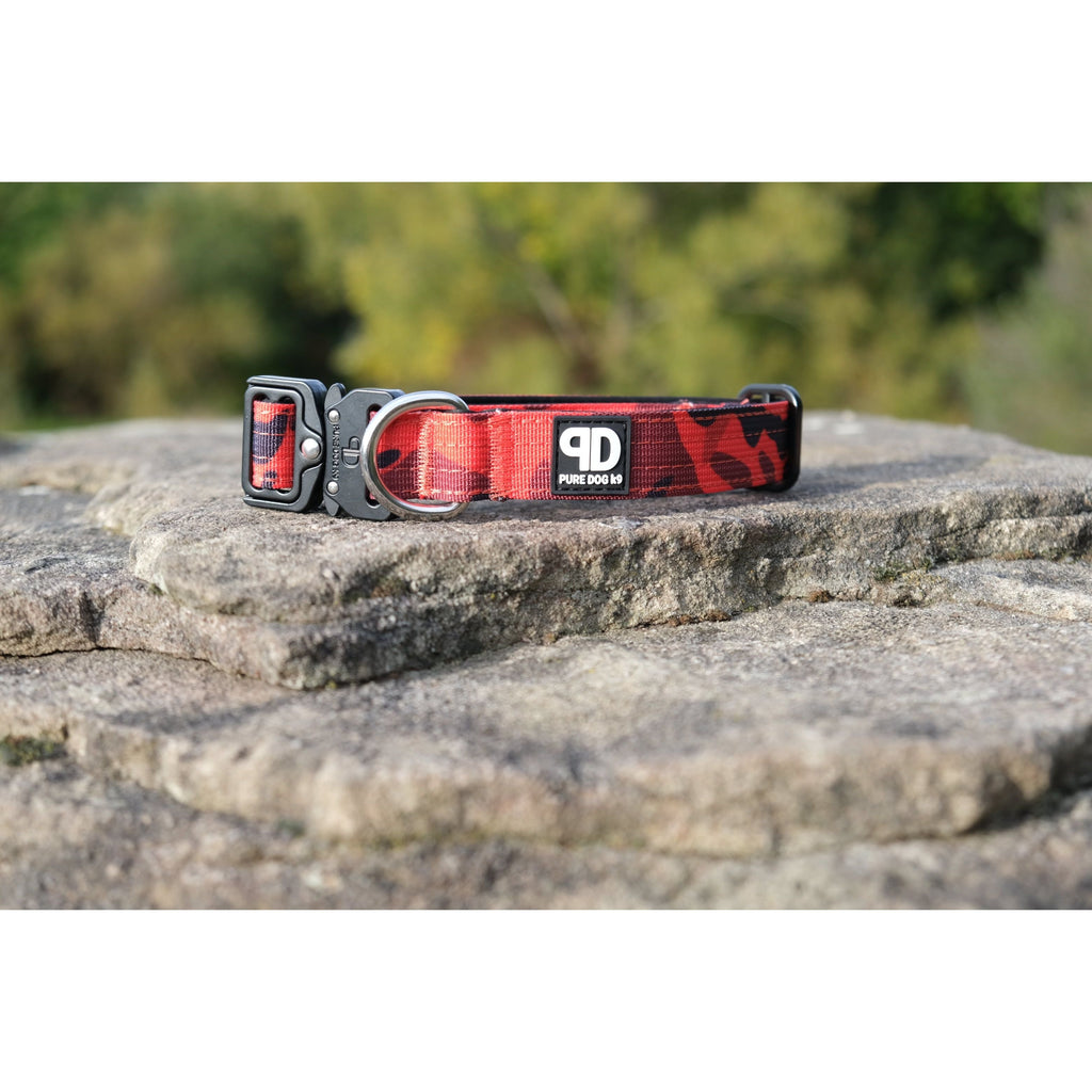2.5cm Tactical Collar Red Camo Dog Supplies Nylon Nylon