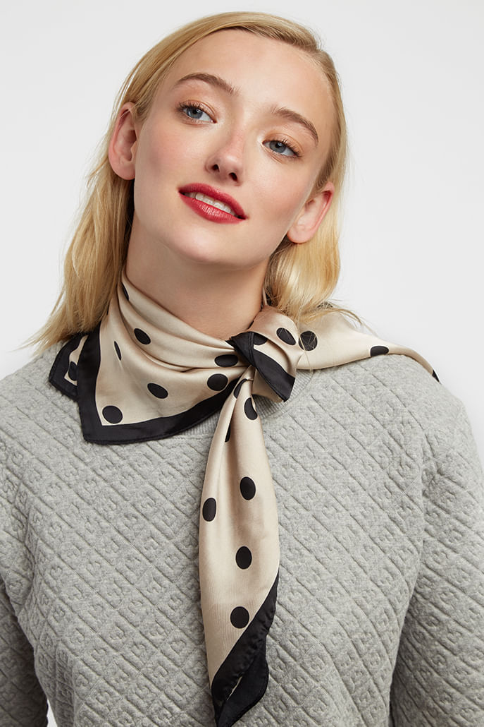 Louche Roxanne Spotted Scarf scarves Beige/Black Beige/Black