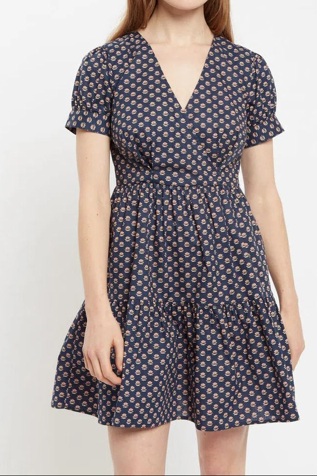 Louche Saara Jaipur Print Tiered Mini Dress Dresses 8 Navy 8 / Navy 10 / Navy 12 / Navy 14 / Navy 16 / Navy