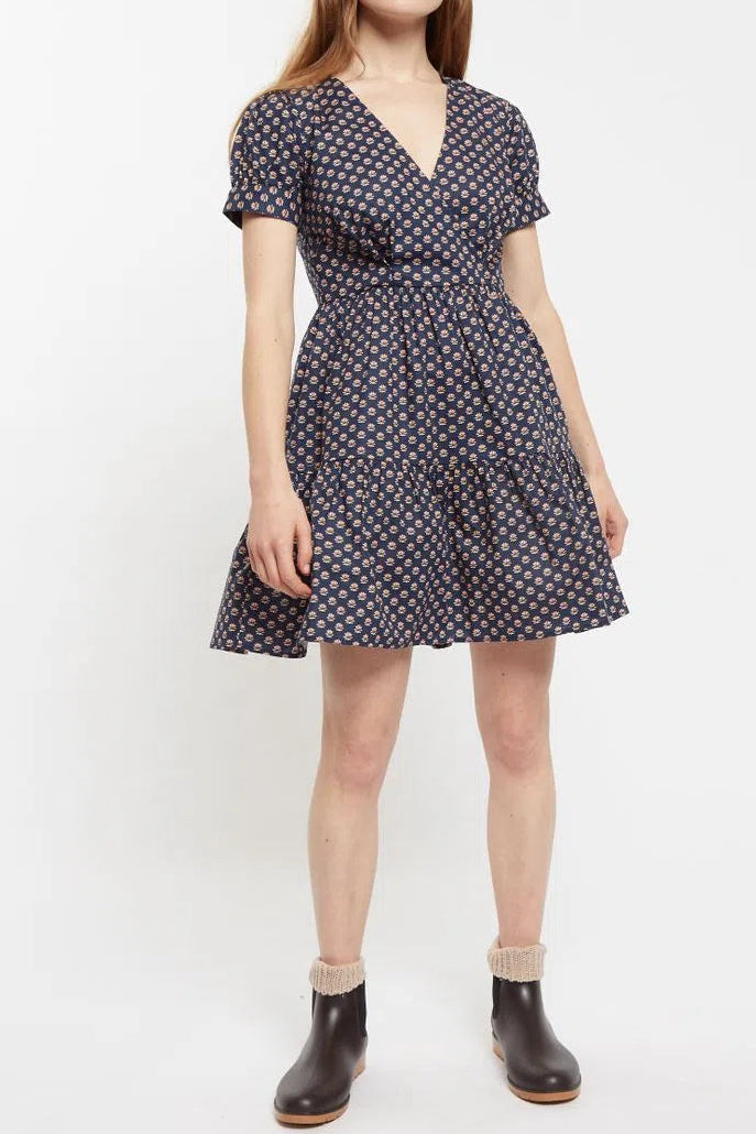 Louche Saara Jaipur Print Tiered Mini Dress Dresses 8 Navy 8 / Navy 10 / Navy 12 / Navy 14 / Navy 16 / Navy