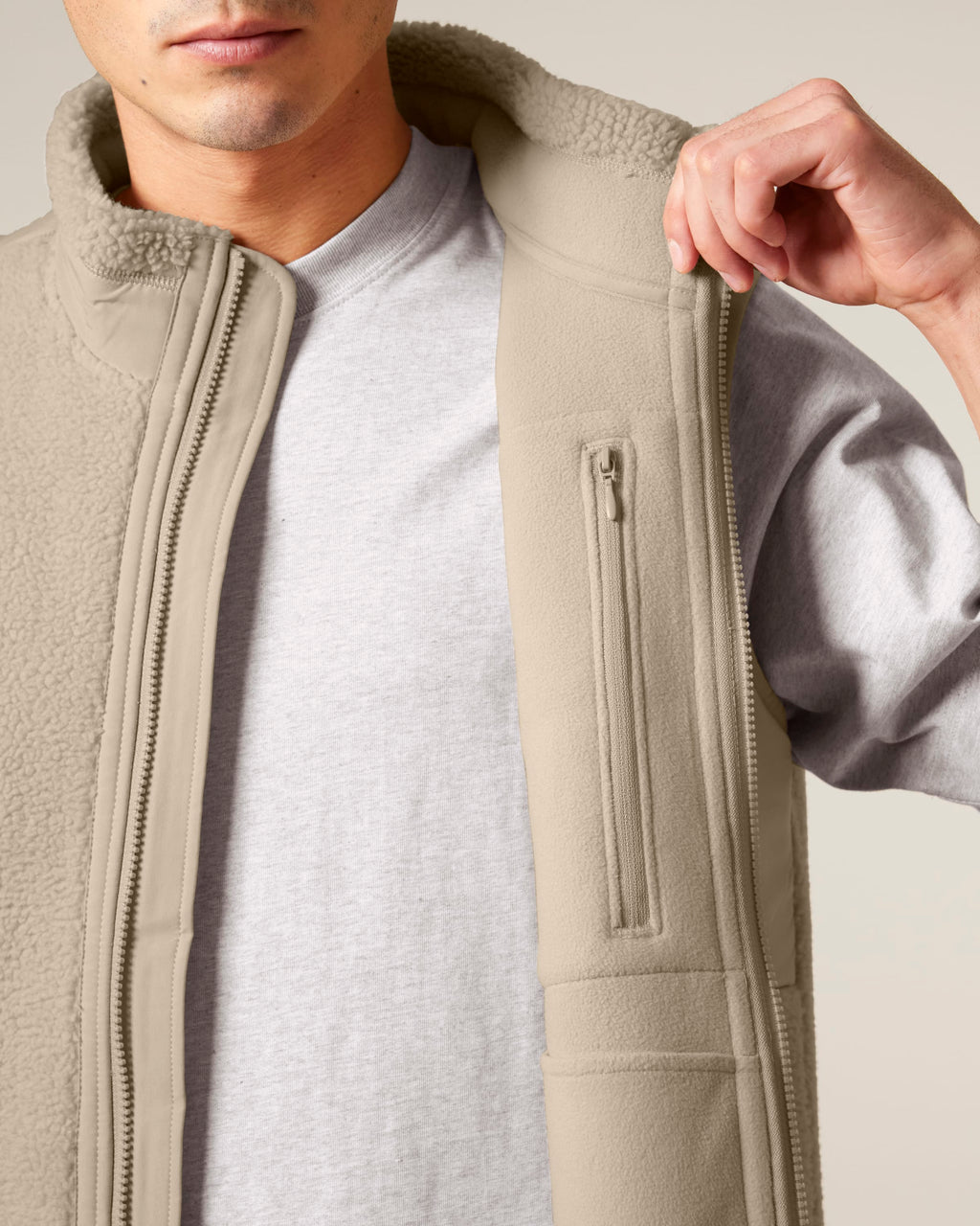 Recycled Sherpa Fleece Bodywarmer: Unisex XXS Black XXS / Black XXS / Desert Dust XS / Black XS / Desert Dust S / Black S / Desert Dust M / Black M / Desert Dust L / Black L / Desert Dust XL / Black XL / Desert Dust 2XL / Black 2XL / Desert Dust 3XL / Black 3XL / Desert Dust