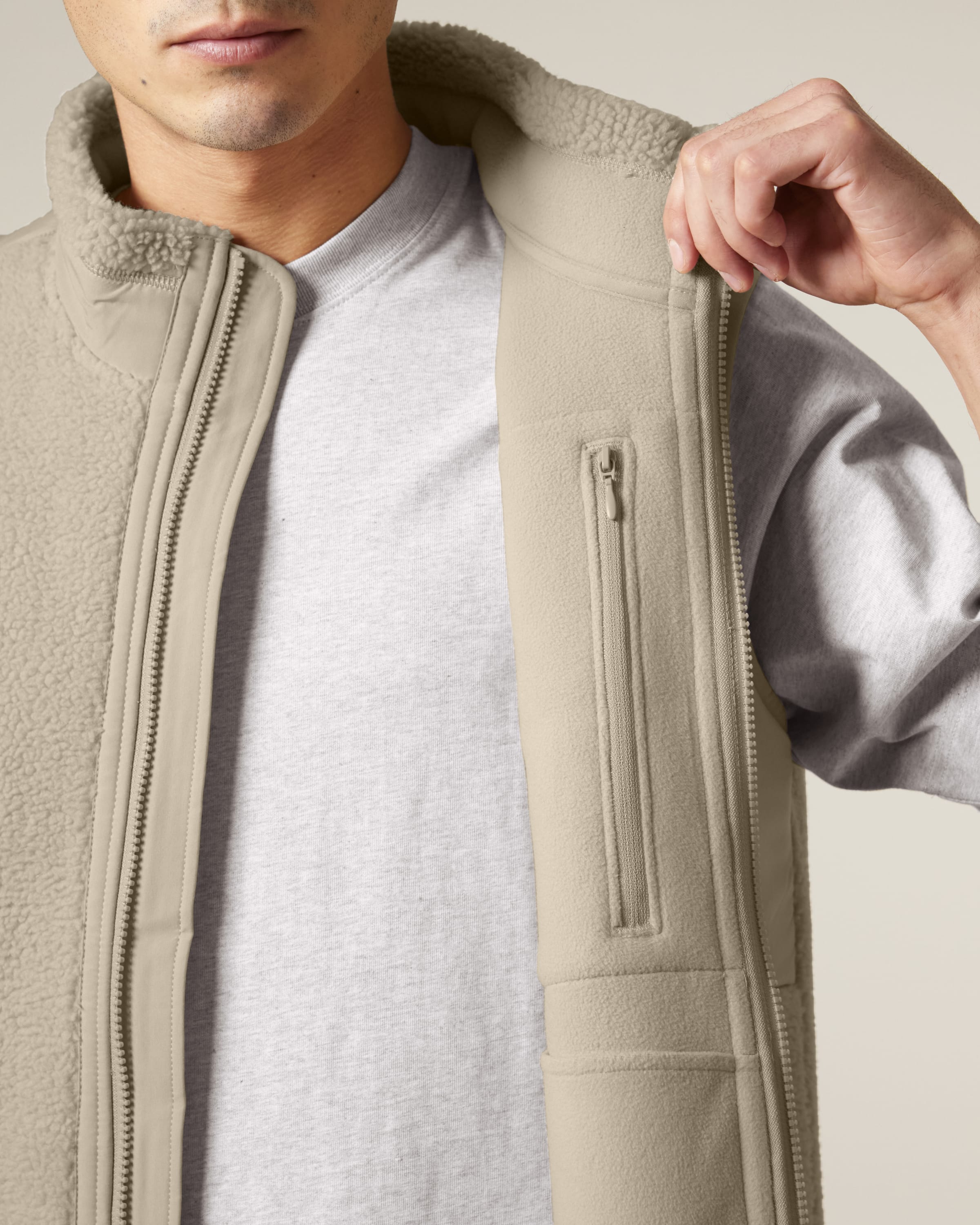 Recycled Sherpa Fleece Bodywarmer: Unisex XXS Black XXS / Black XXS / Desert Dust XS / Black XS / Desert Dust S / Black S / Desert Dust M / Black M / Desert Dust L / Black L / Desert Dust XL / Black XL / Desert Dust 2XL / Black 2XL / Desert Dust 3XL / Black 3XL / Desert Dust