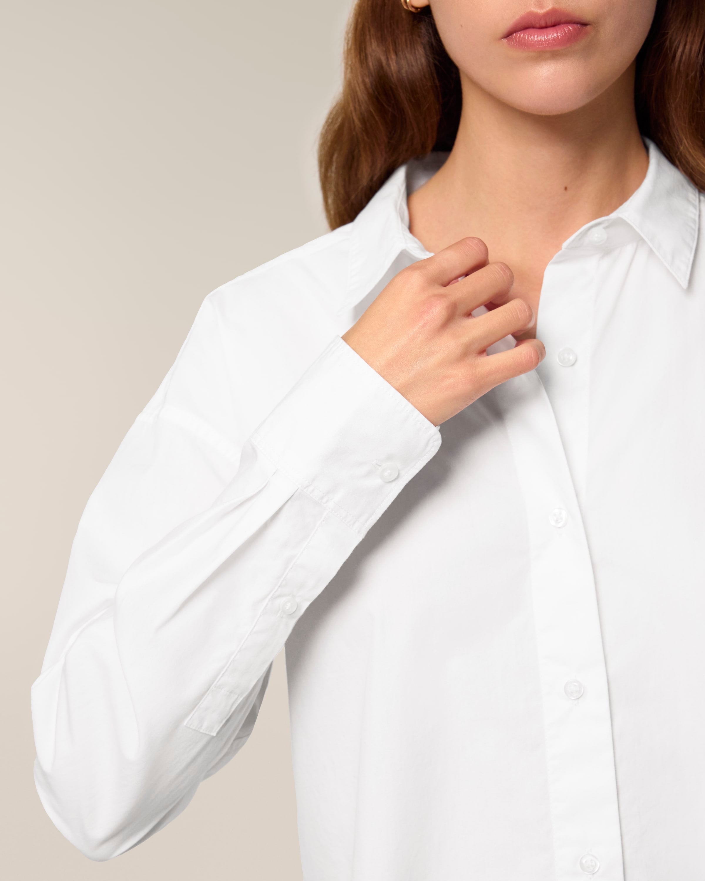 Organic Poplin Long Sleeve Shirt: Womens -