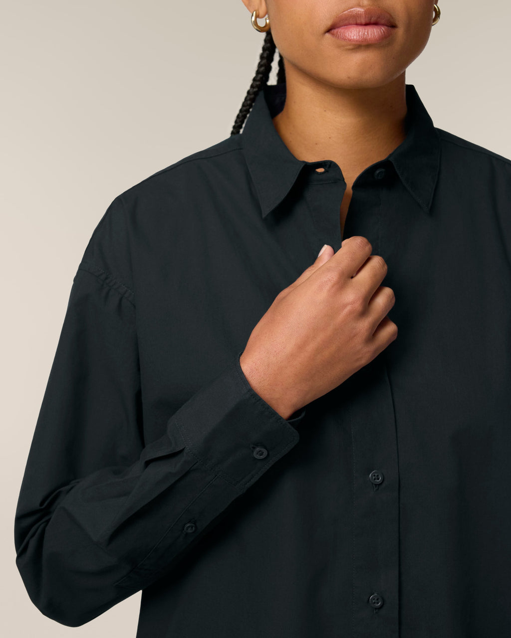 Organic Poplin Long Sleeve Shirt: Womens -