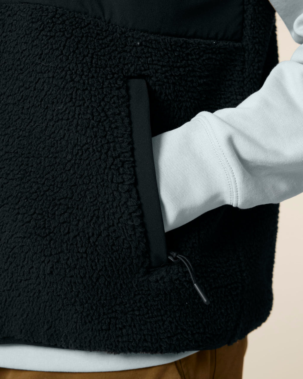 Recycled Sherpa Fleece Bodywarmer: Unisex XXS Black XXS / Black XXS / Desert Dust XS / Black XS / Desert Dust S / Black S / Desert Dust M / Black M / Desert Dust L / Black L / Desert Dust XL / Black XL / Desert Dust 2XL / Black 2XL / Desert Dust 3XL / Black 3XL / Desert Dust