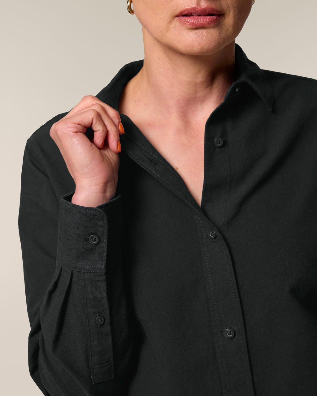 Organic Cotton Oxford Long Sleeve Shirt: Womens -