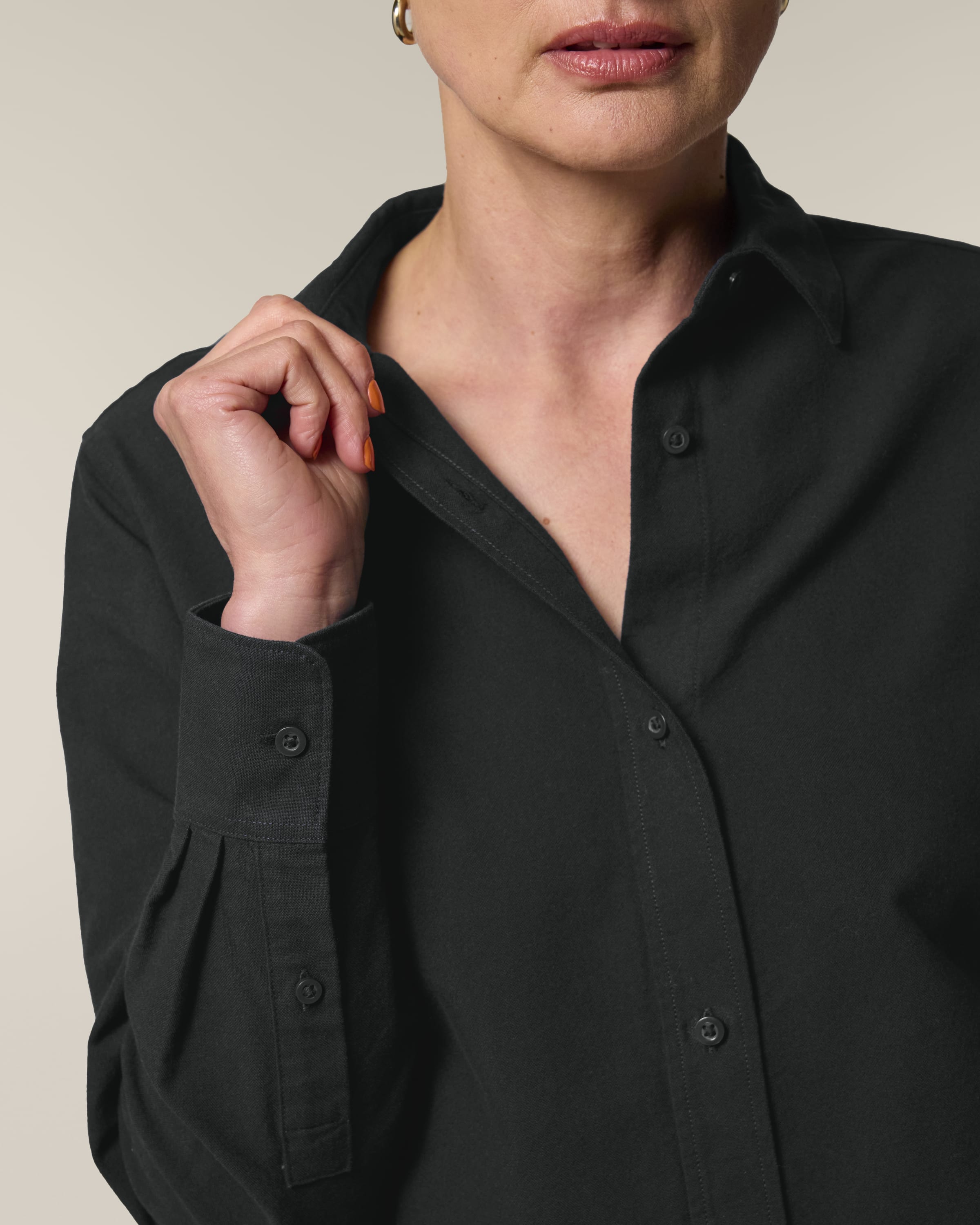 Organic Cotton Oxford Long Sleeve Shirt: Womens -