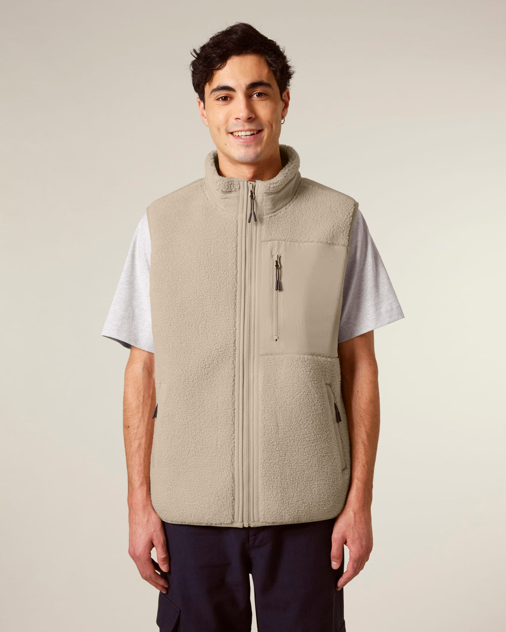 Recycled Sherpa Fleece Bodywarmer: Unisex XXS Black XXS / Black XXS / Desert Dust XS / Black XS / Desert Dust S / Black S / Desert Dust M / Black M / Desert Dust L / Black L / Desert Dust XL / Black XL / Desert Dust 2XL / Black 2XL / Desert Dust 3XL / Black 3XL / Desert Dust