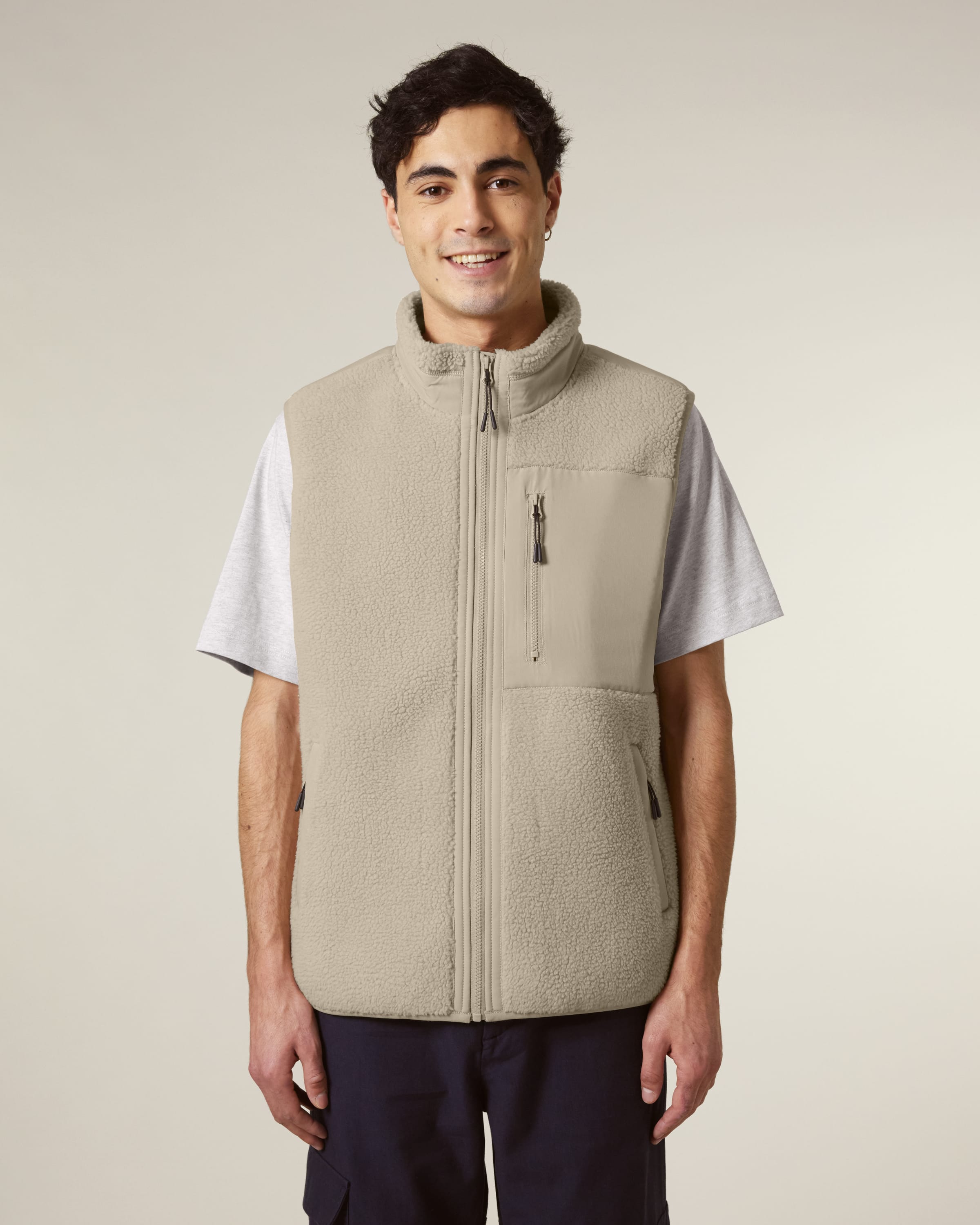 Recycled Sherpa Fleece Bodywarmer: Unisex XXS Black XXS / Black XXS / Desert Dust XS / Black XS / Desert Dust S / Black S / Desert Dust M / Black M / Desert Dust L / Black L / Desert Dust XL / Black XL / Desert Dust 2XL / Black 2XL / Desert Dust 3XL / Black 3XL / Desert Dust