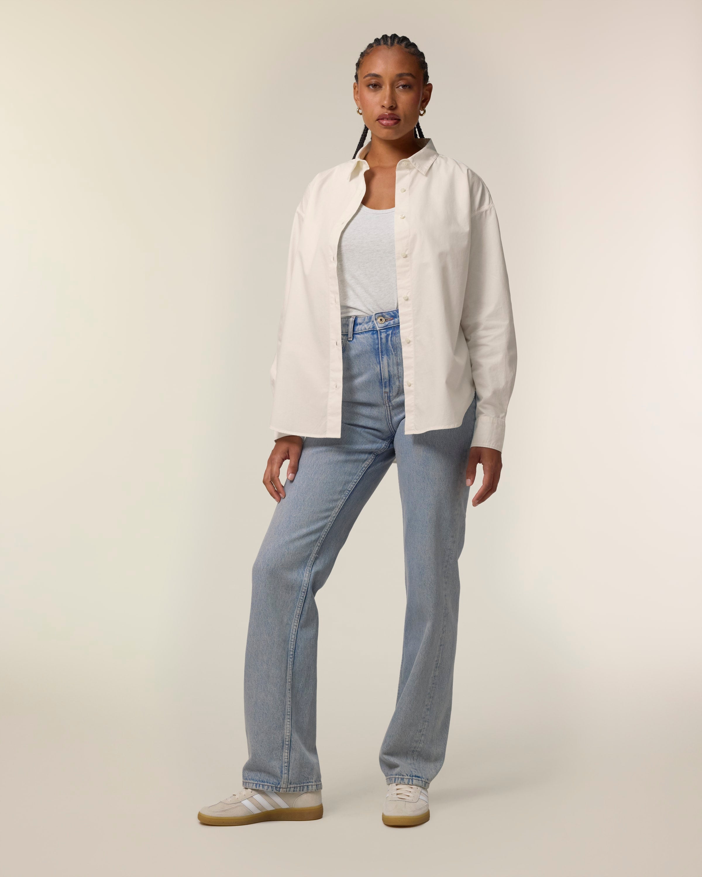 Organic Poplin Long Sleeve Shirt: Womens -