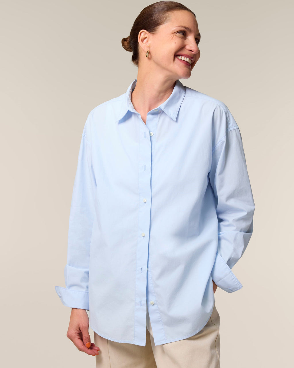 Organic Poplin Long Sleeve Shirt: Womens -