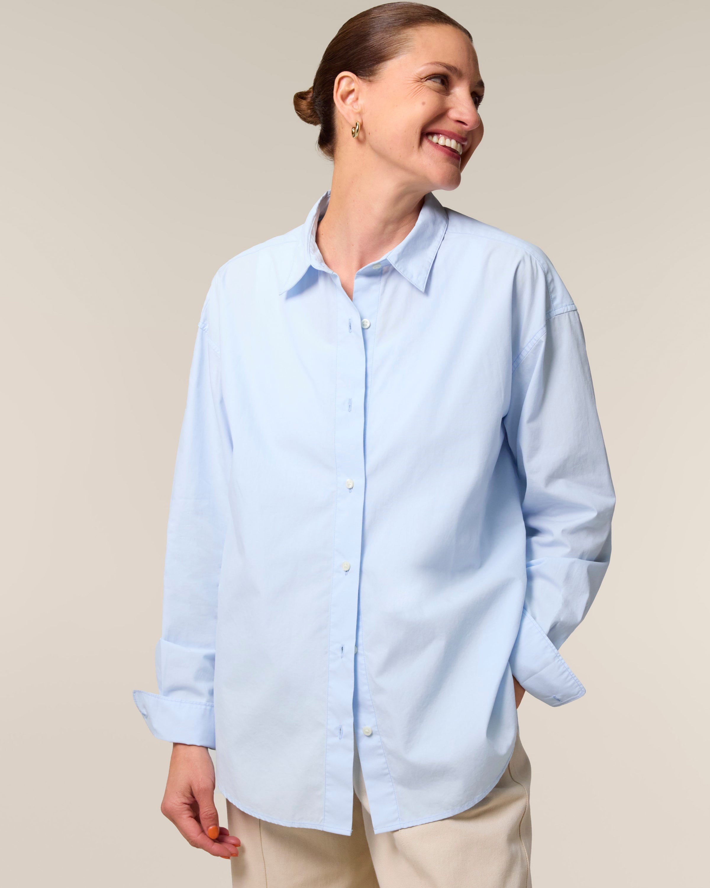 Organic Poplin Long Sleeve Shirt: Womens -