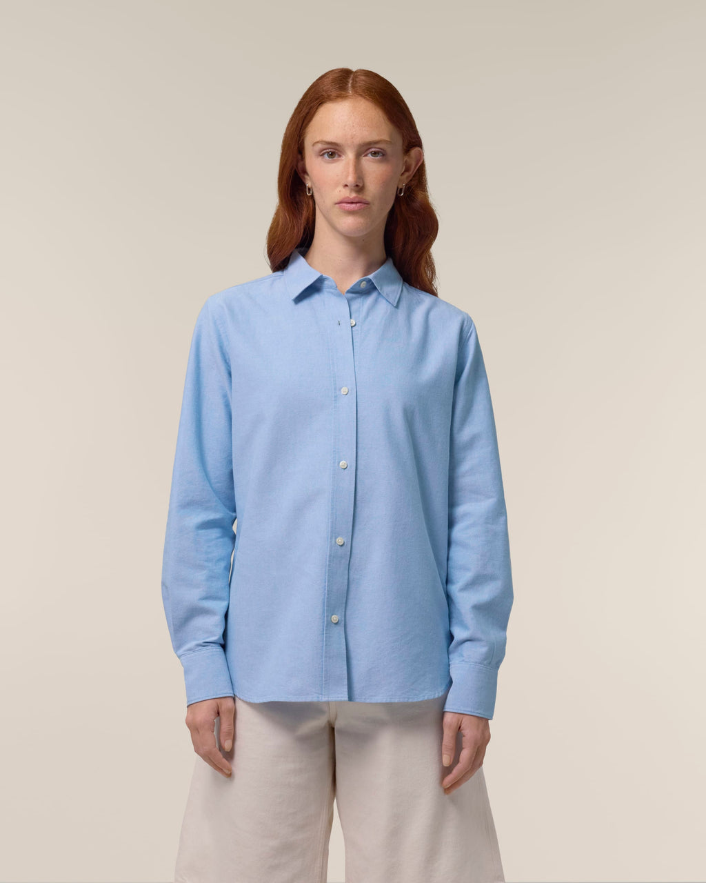 Organic Cotton Oxford Long Sleeve Shirt: Womens -