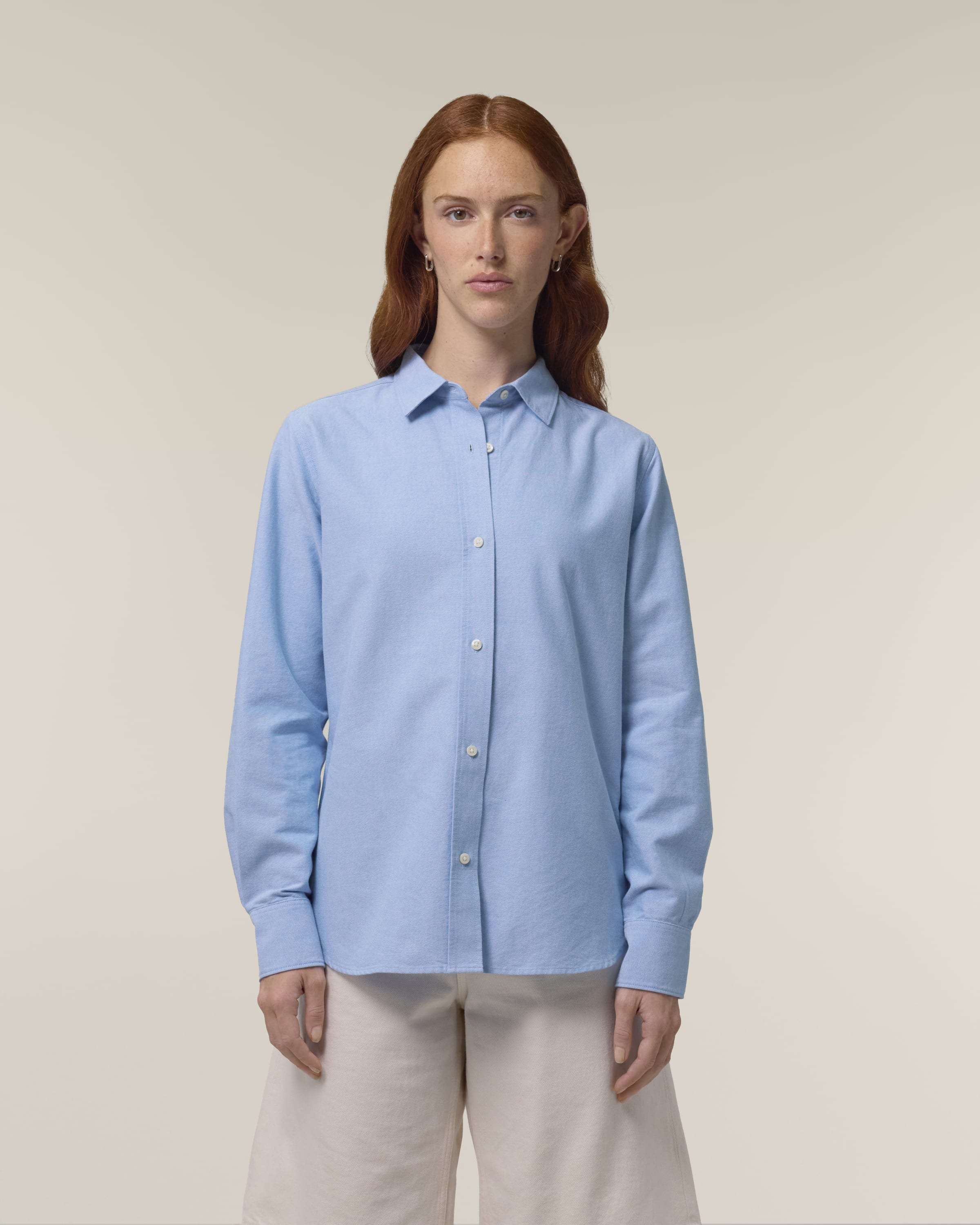 Organic Cotton Oxford Long Sleeve Shirt: Womens -