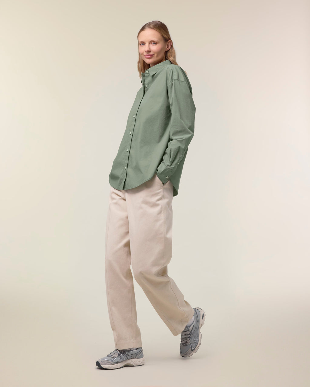 Organic Poplin Long Sleeve Shirt: Womens -