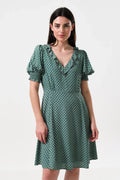 Solyne Flower Tile Print Mini Dress Dresses 8 Teal 8 / Teal 10 / Teal 12 / Teal 14 / Teal