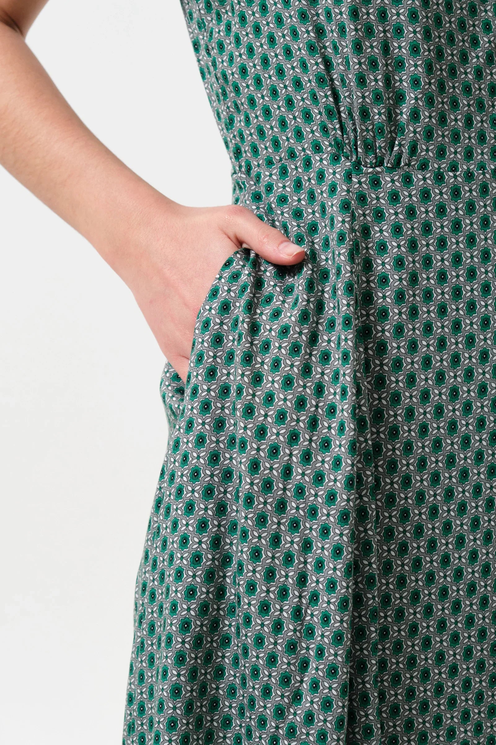 Solyne Flower Tile Print Mini Dress Dresses 8 Teal 8 / Teal 10 / Teal 12 / Teal 14 / Teal