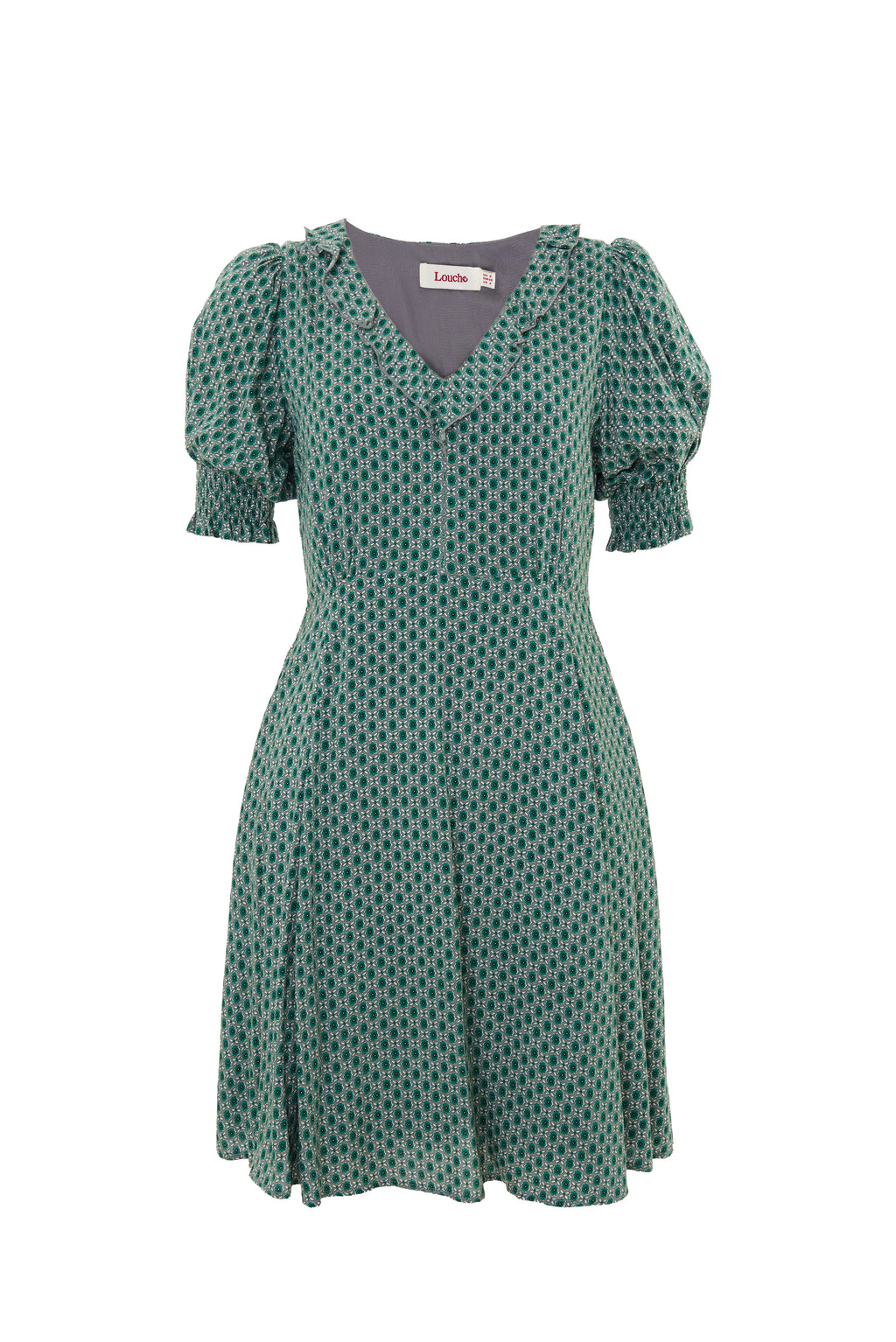 Solyne Flower Tile Print Mini Dress Dresses 8 Teal 8 / Teal 10 / Teal 12 / Teal 14 / Teal