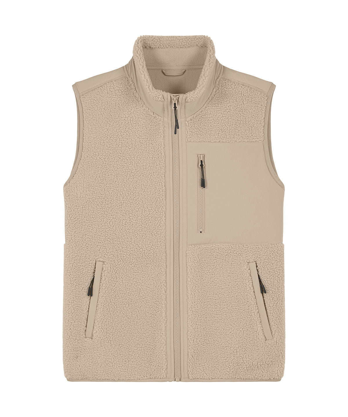 Recycled Sherpa Fleece Bodywarmer: Unisex XXS Black XXS / Black XXS / Desert Dust XS / Black XS / Desert Dust S / Black S / Desert Dust M / Black M / Desert Dust L / Black L / Desert Dust XL / Black XL / Desert Dust 2XL / Black 2XL / Desert Dust 3XL / Black 3XL / Desert Dust